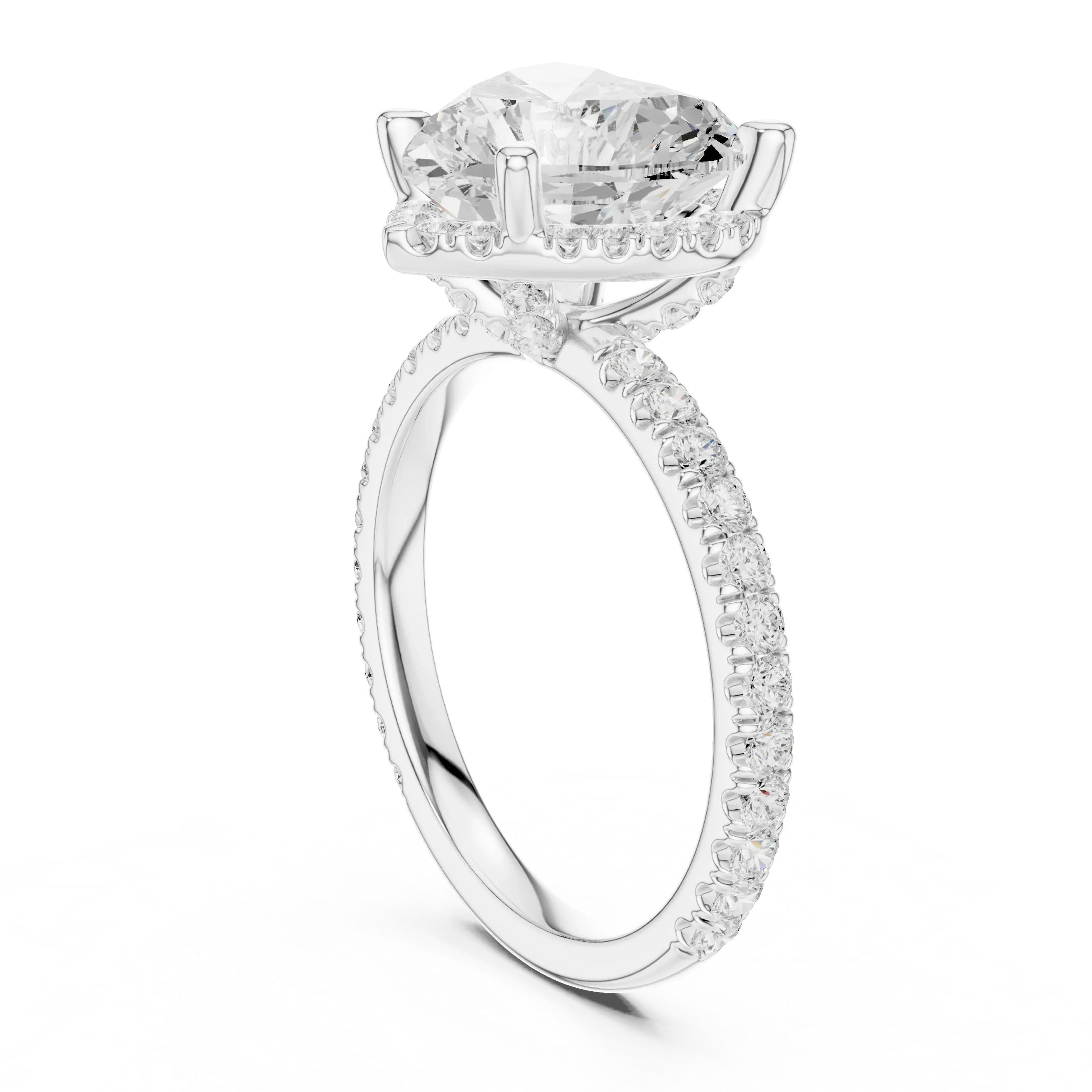 Heart Diamond Hidden Halo Engagement Ring