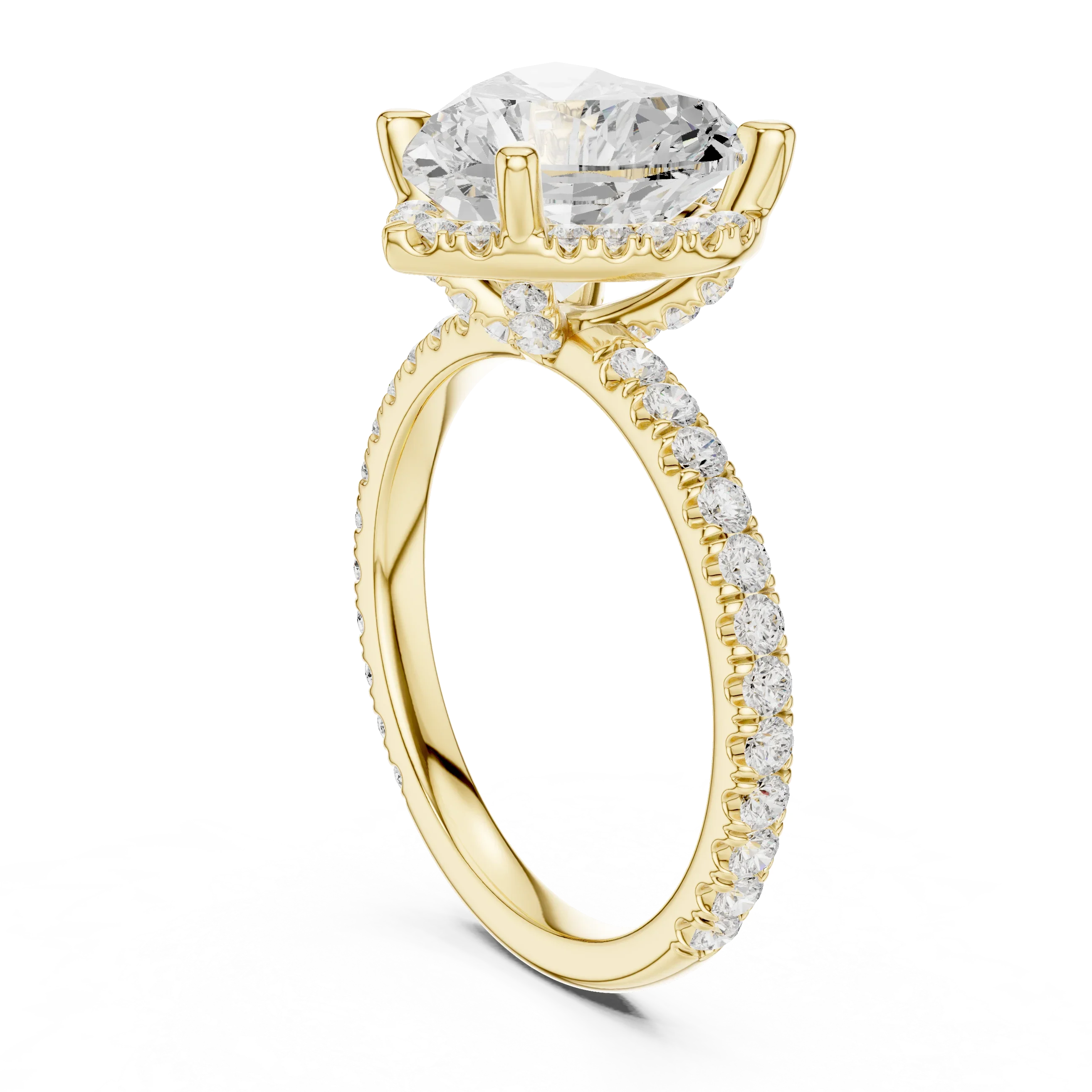 Heart Diamond Hidden Halo Engagement Ring