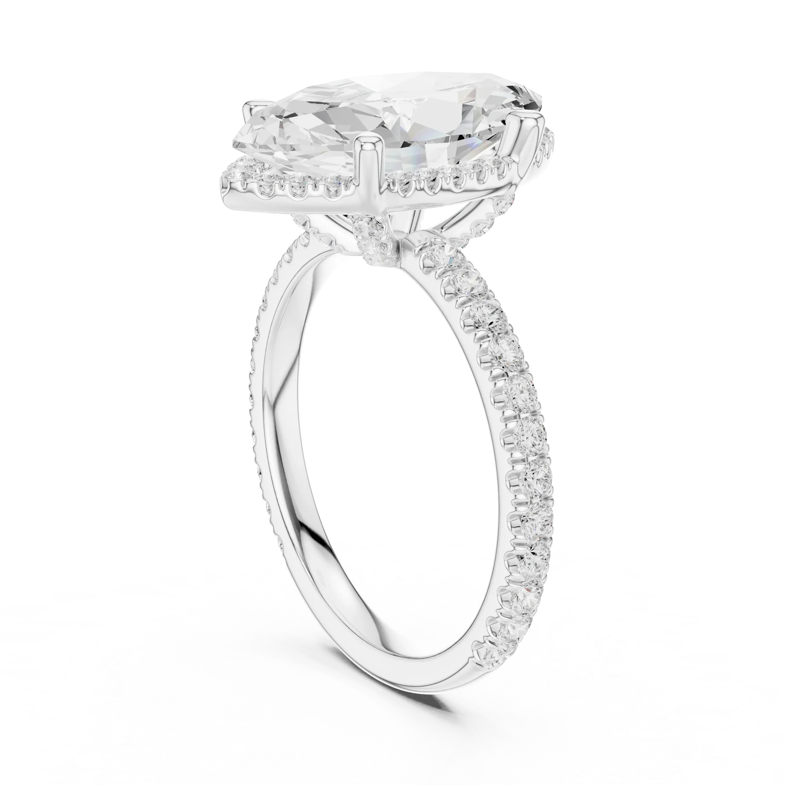Marquise Diamond Hidden Halo Engagement Ring