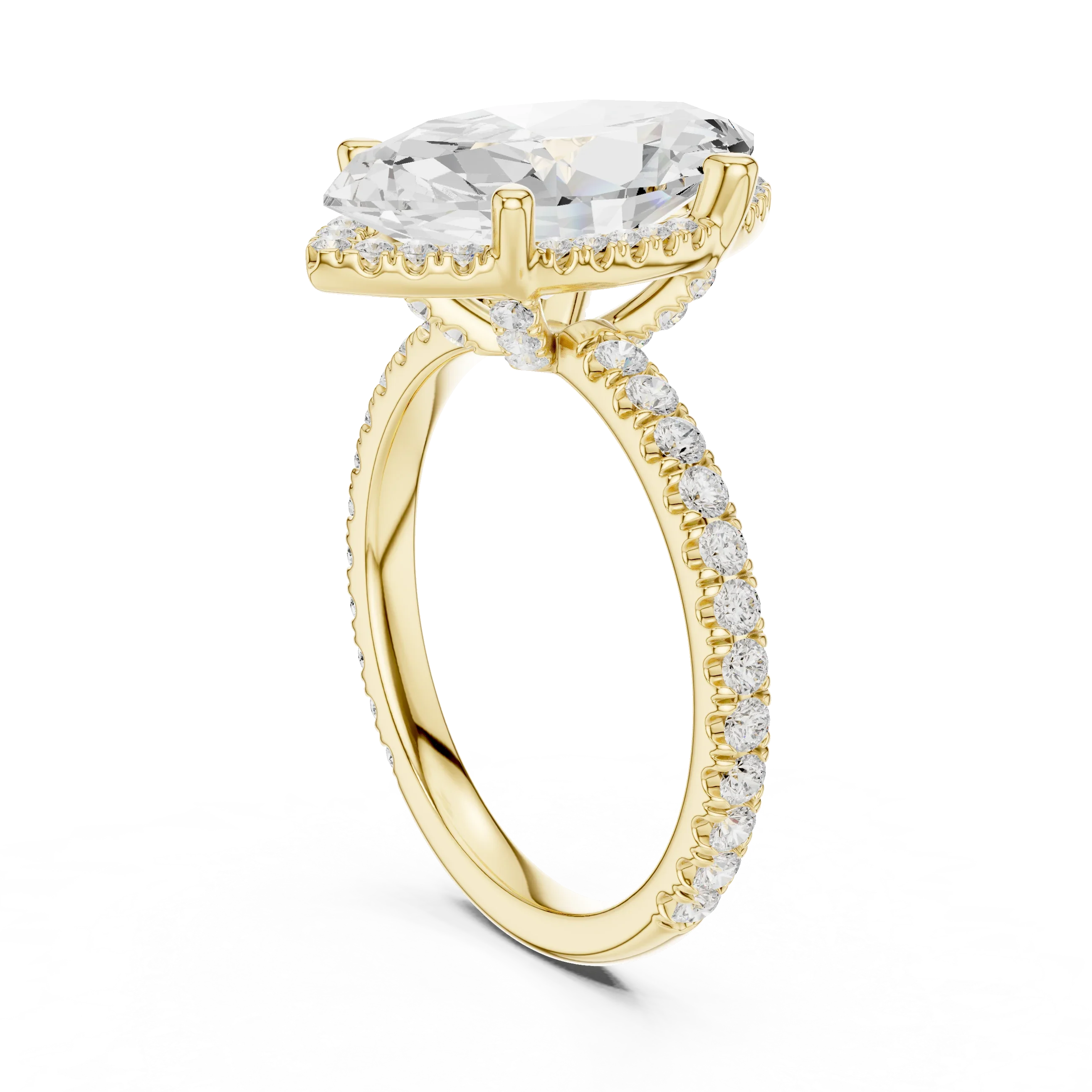 Marquise Diamond Hidden Halo Engagement Ring
