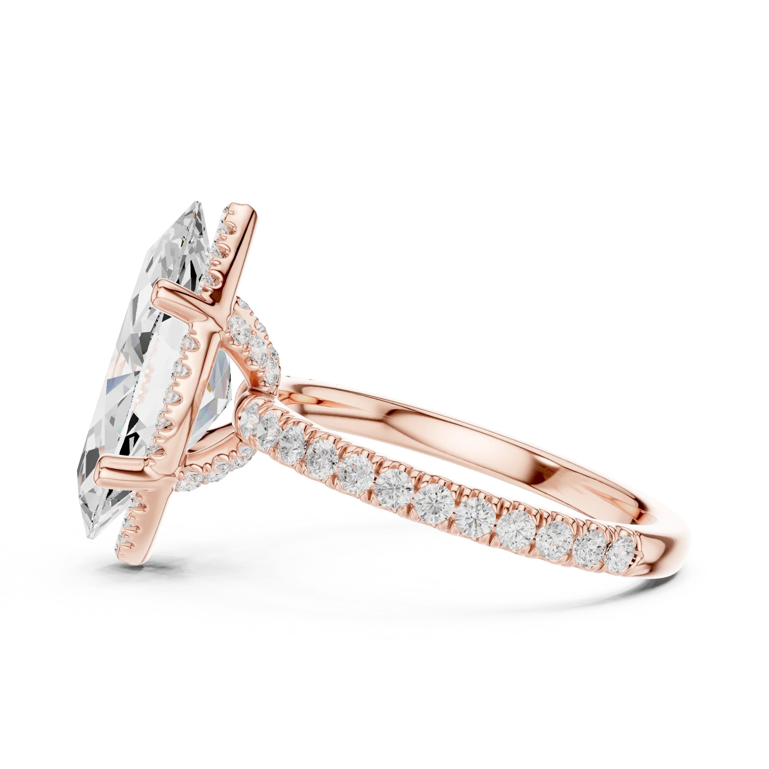 Marquise Diamond Hidden Halo Engagement Ring