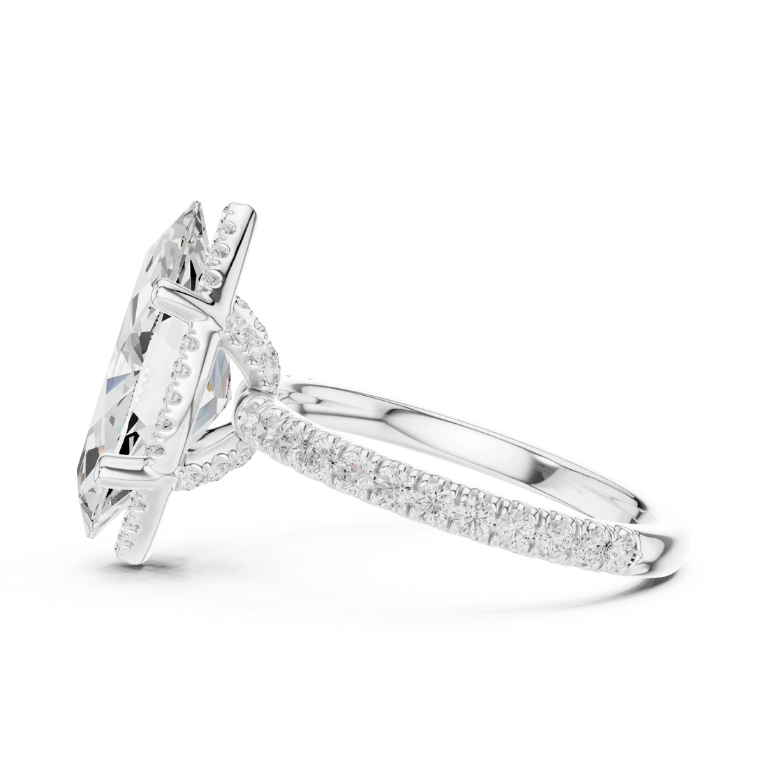 Marquise Diamond Hidden Halo Engagement Ring