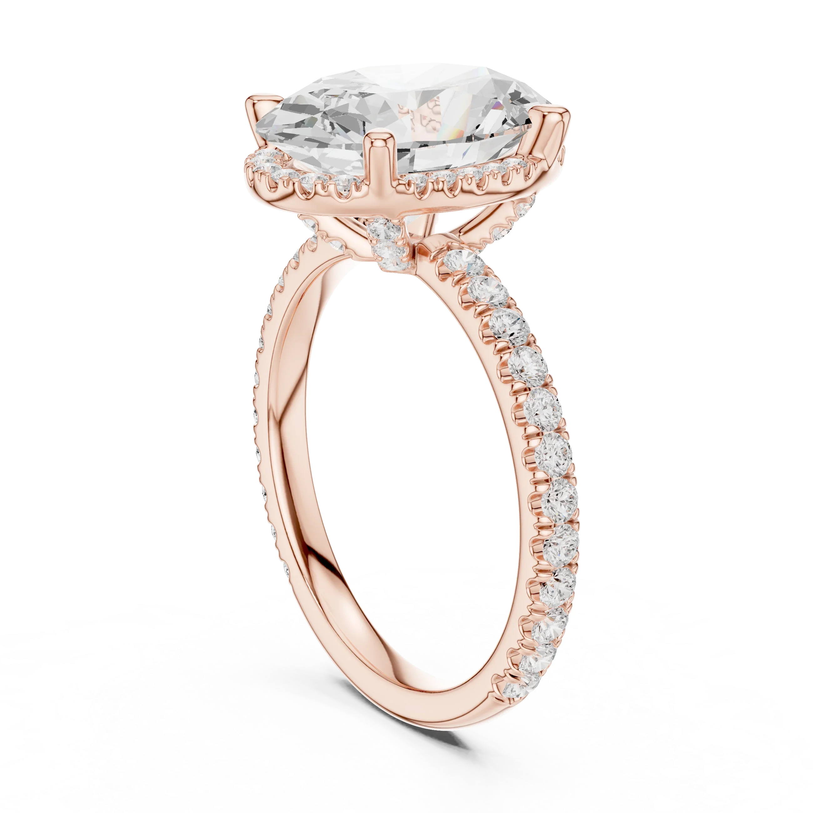 Oval Diamond Hidden Halo Engagement Ring