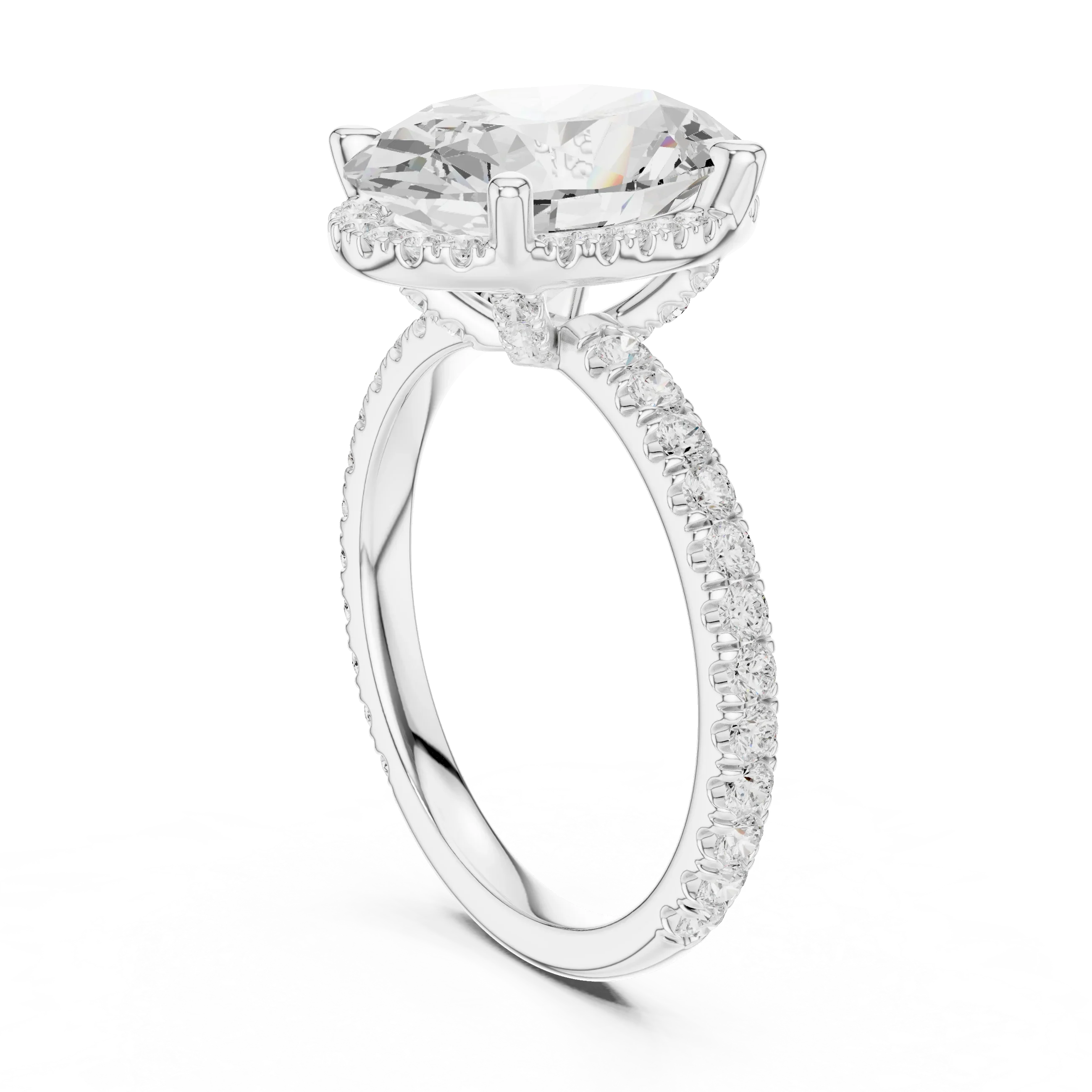 Oval Diamond Hidden Halo Engagement Ring