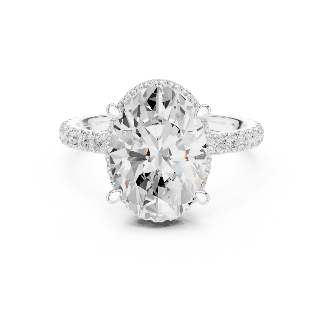 Oval Diamond Hidden Halo Engagement Ring