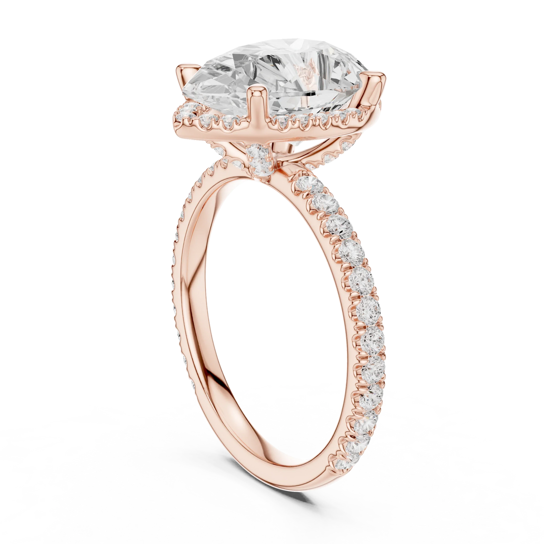 Pear Diamond Hidden Halo Engagement Ring