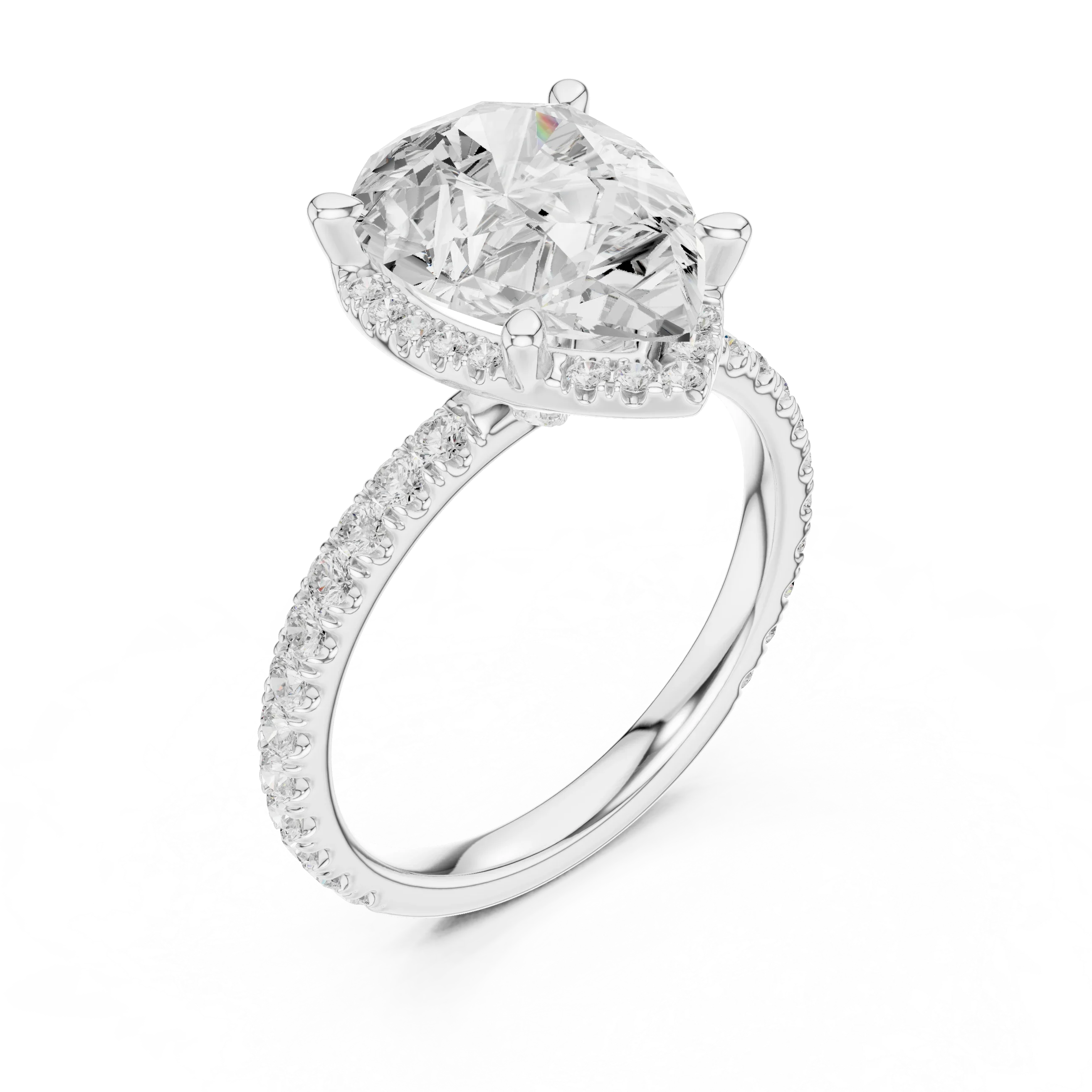 Pear Diamond Hidden Halo Engagement Ring