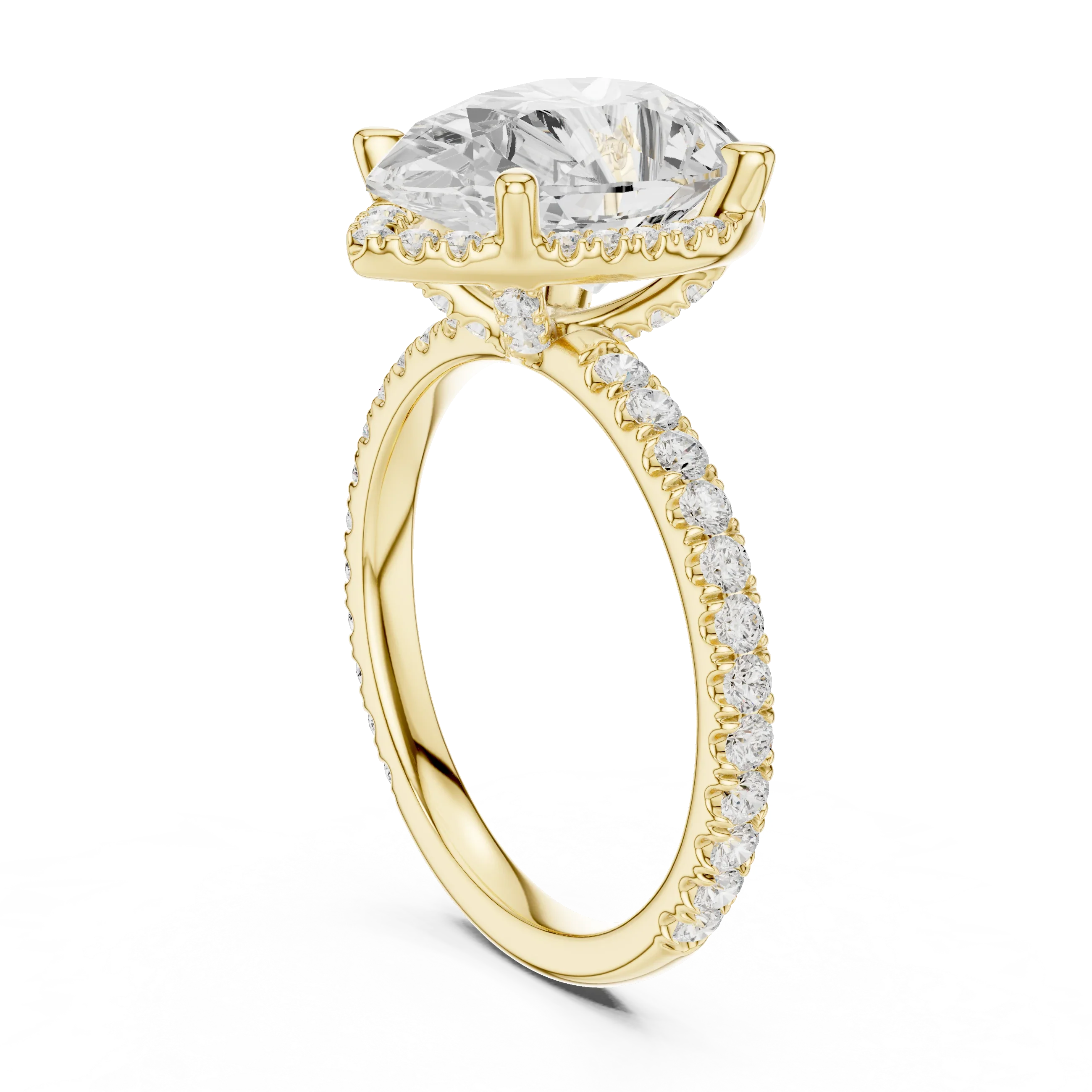 Pear Diamond Hidden Halo Engagement Ring