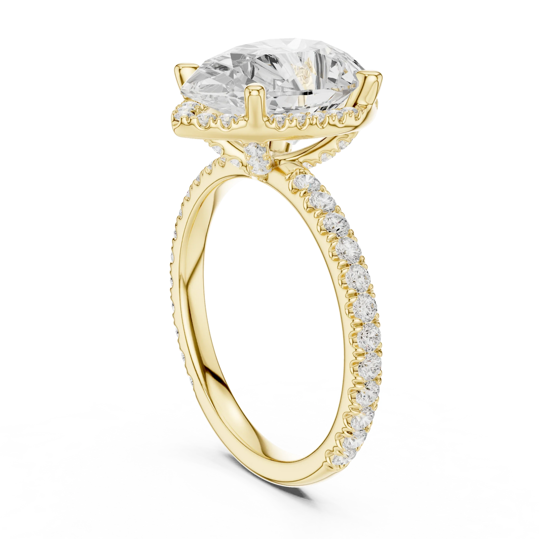 Pear Diamond Hidden Halo Engagement Ring