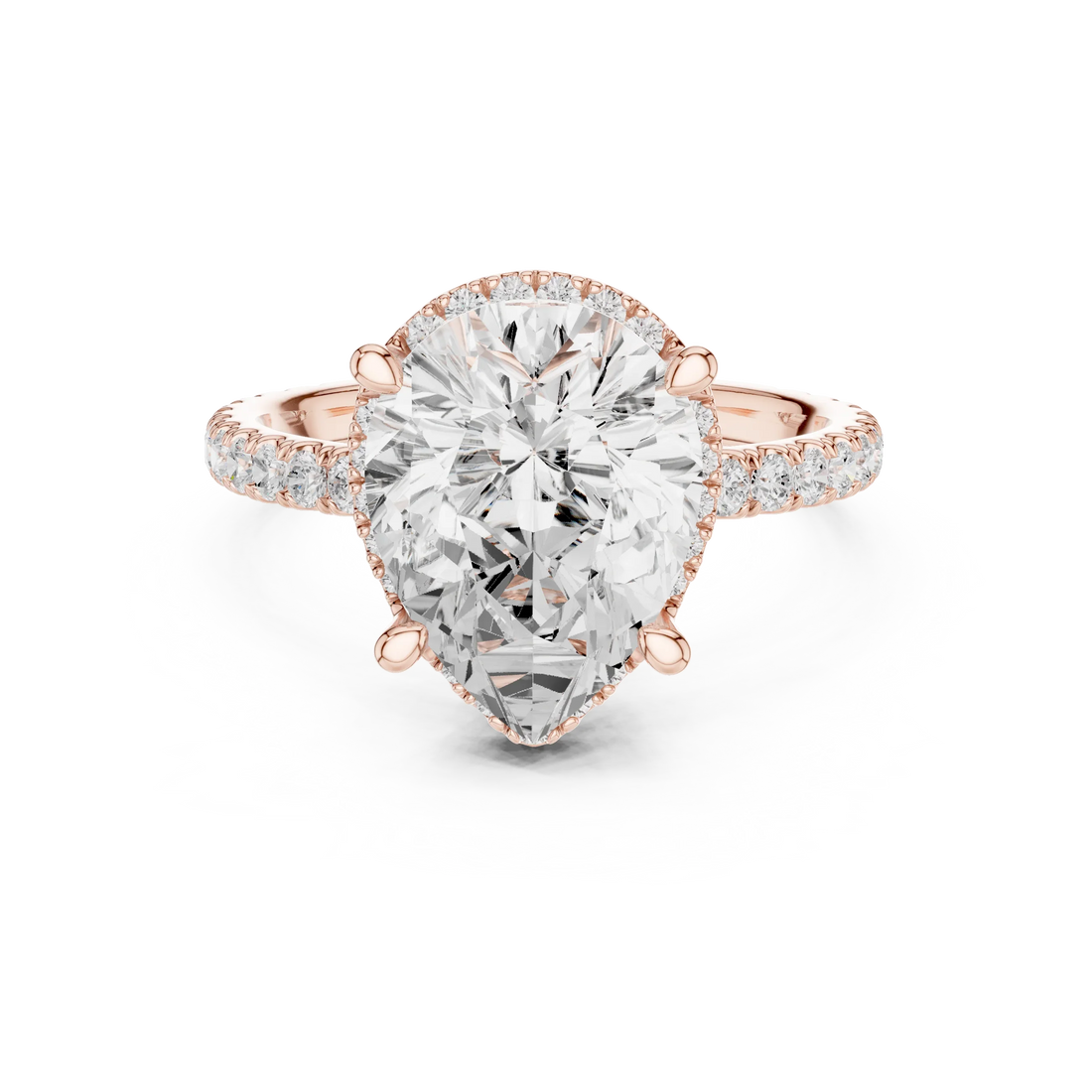 Pear Diamond Hidden Halo Engagement Ring