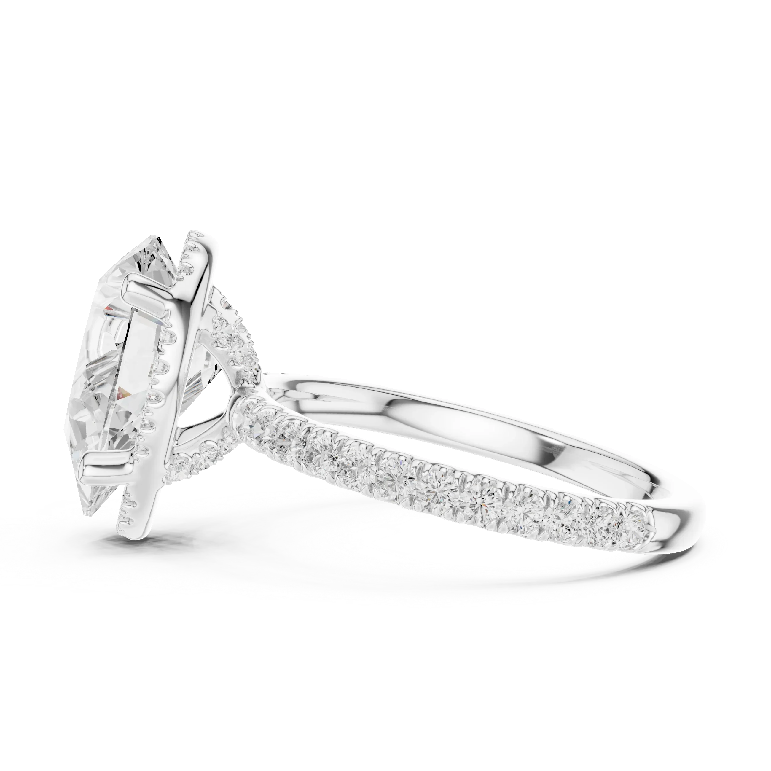 Pear Diamond Hidden Halo Engagement Ring