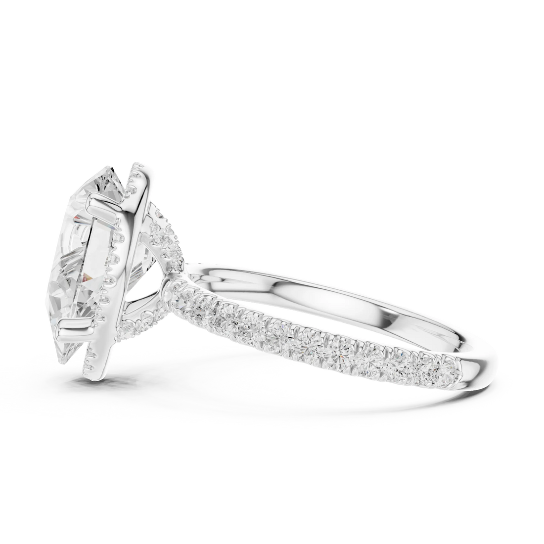 Pear Diamond Hidden Halo Engagement Ring