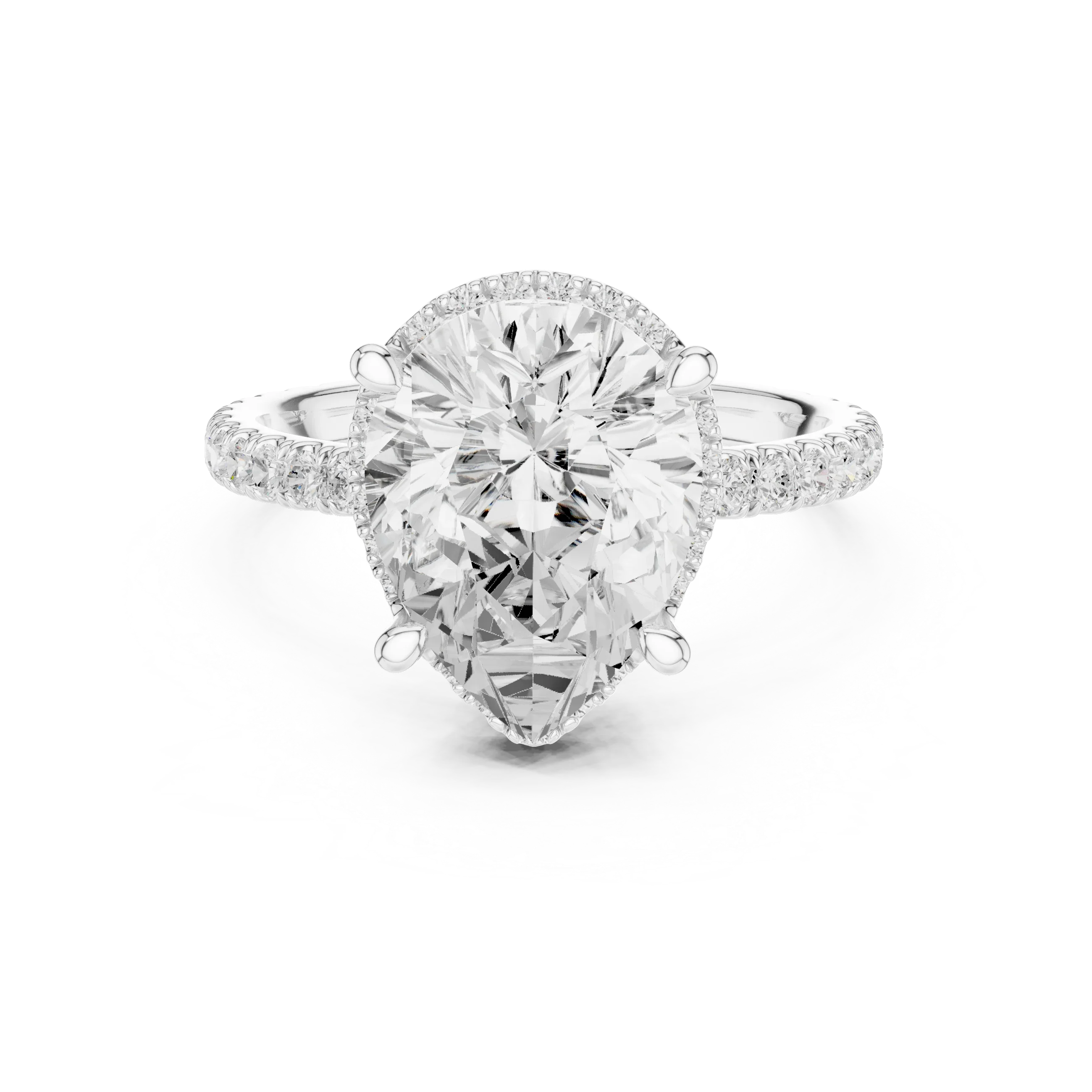 Pear Diamond Hidden Halo Engagement Ring