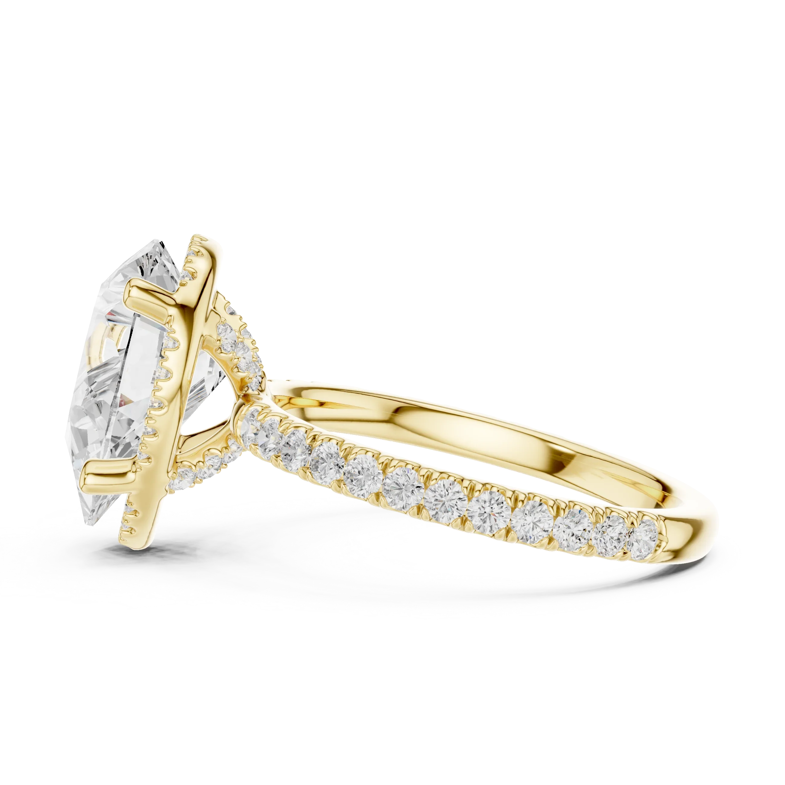 Pear Diamond Hidden Halo Engagement Ring