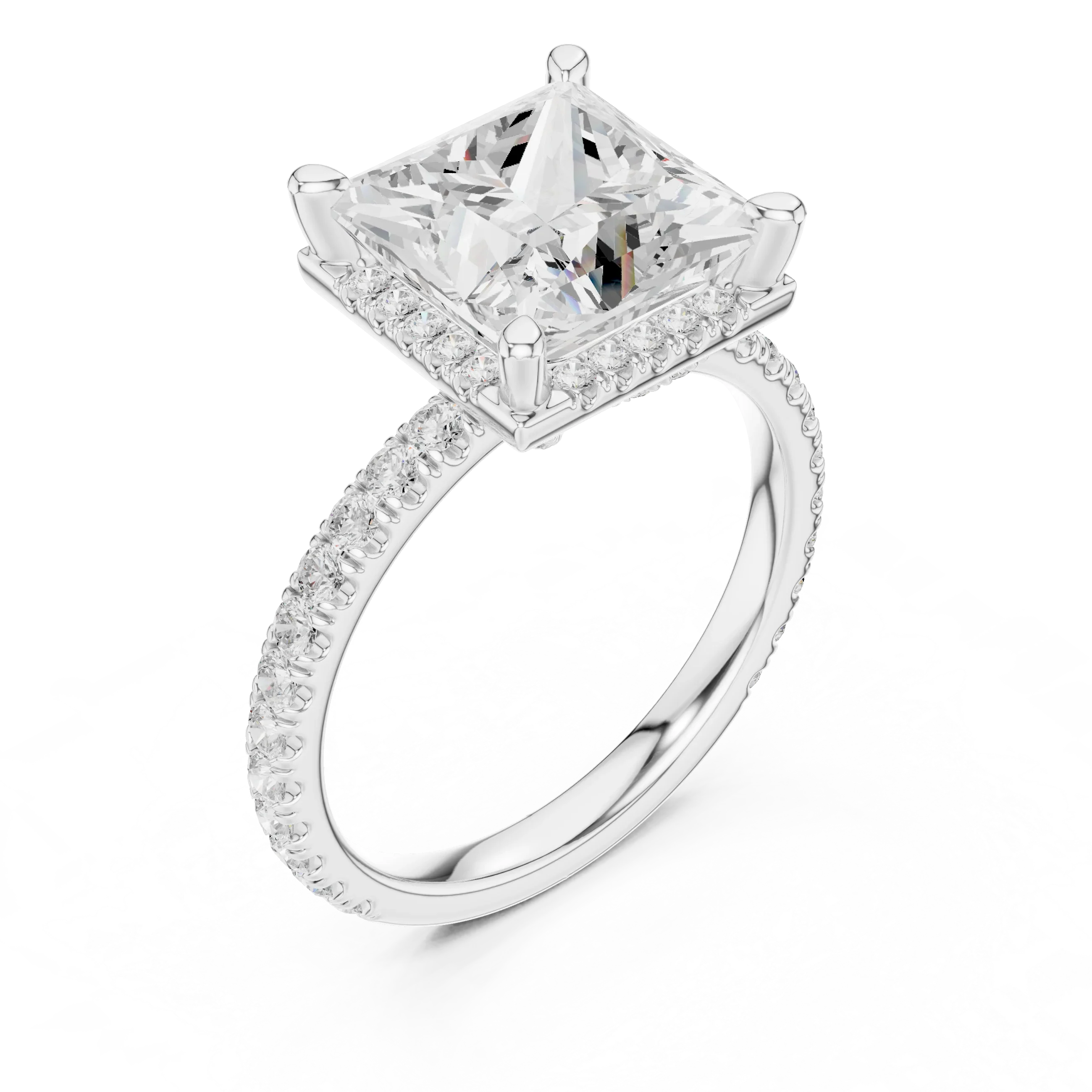 Princess Diamond Hidden Halo Engagement Ring