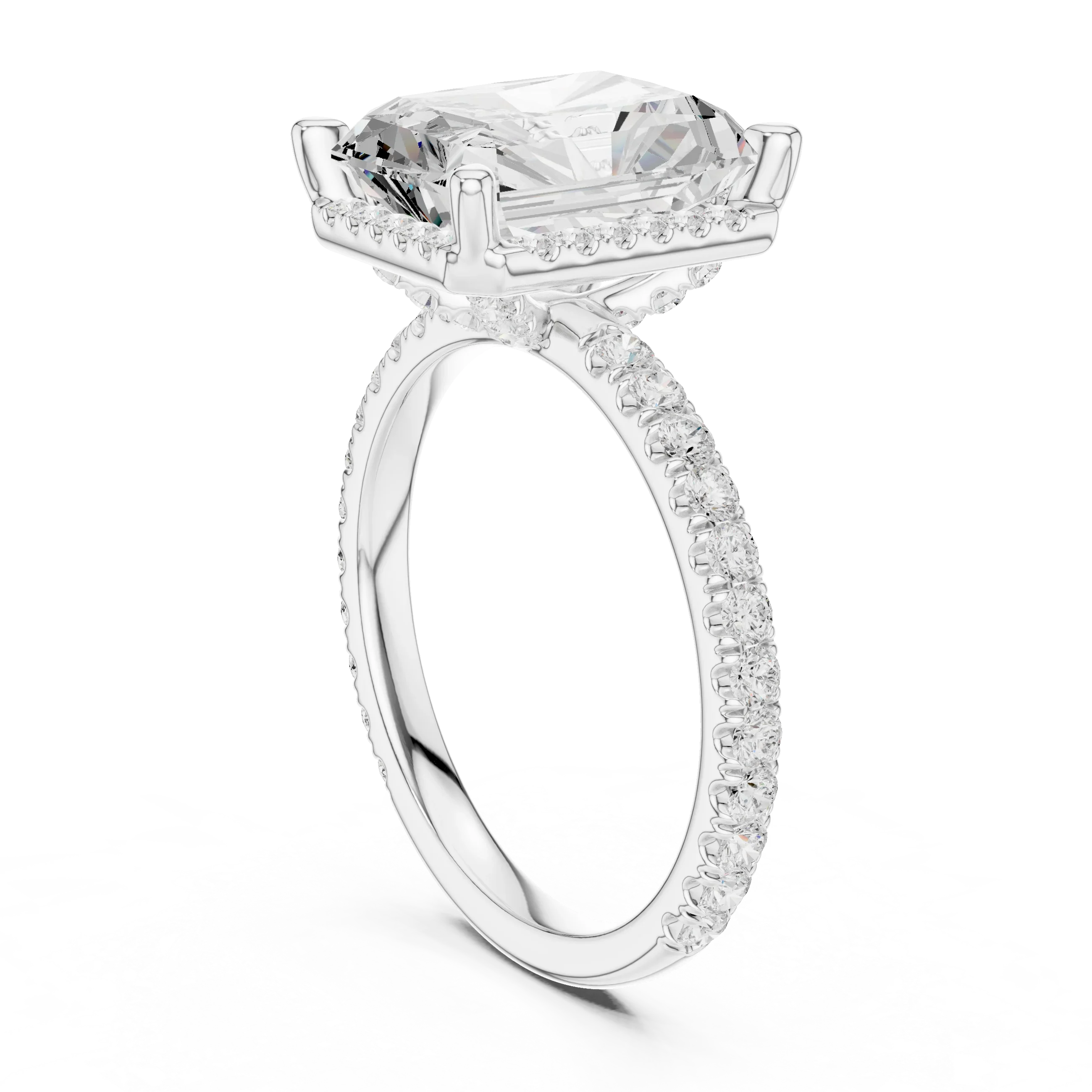 Radiant Diamond Hidden Halo Engagement Ring
