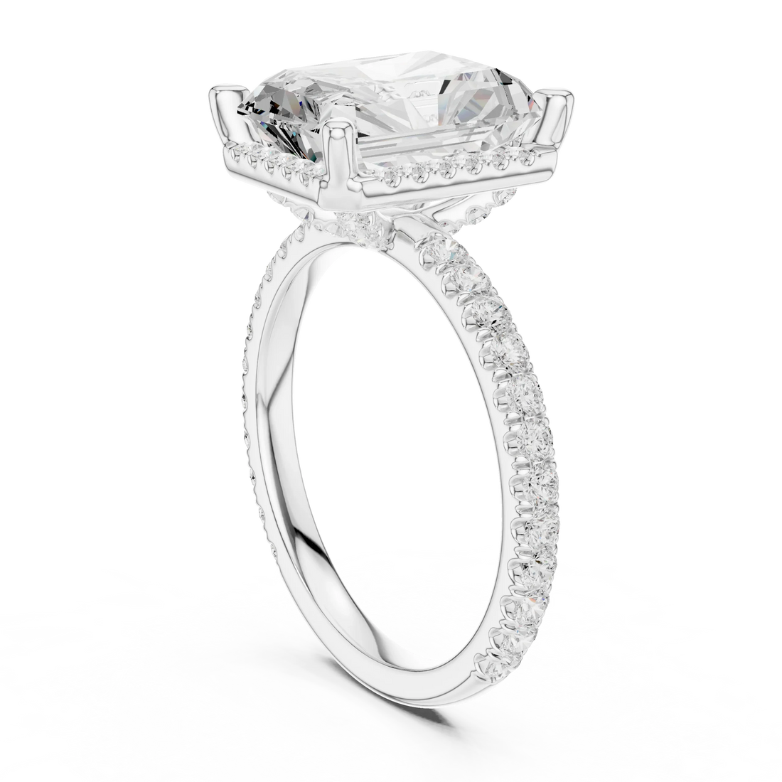 Radiant Diamond Hidden Halo Engagement Ring