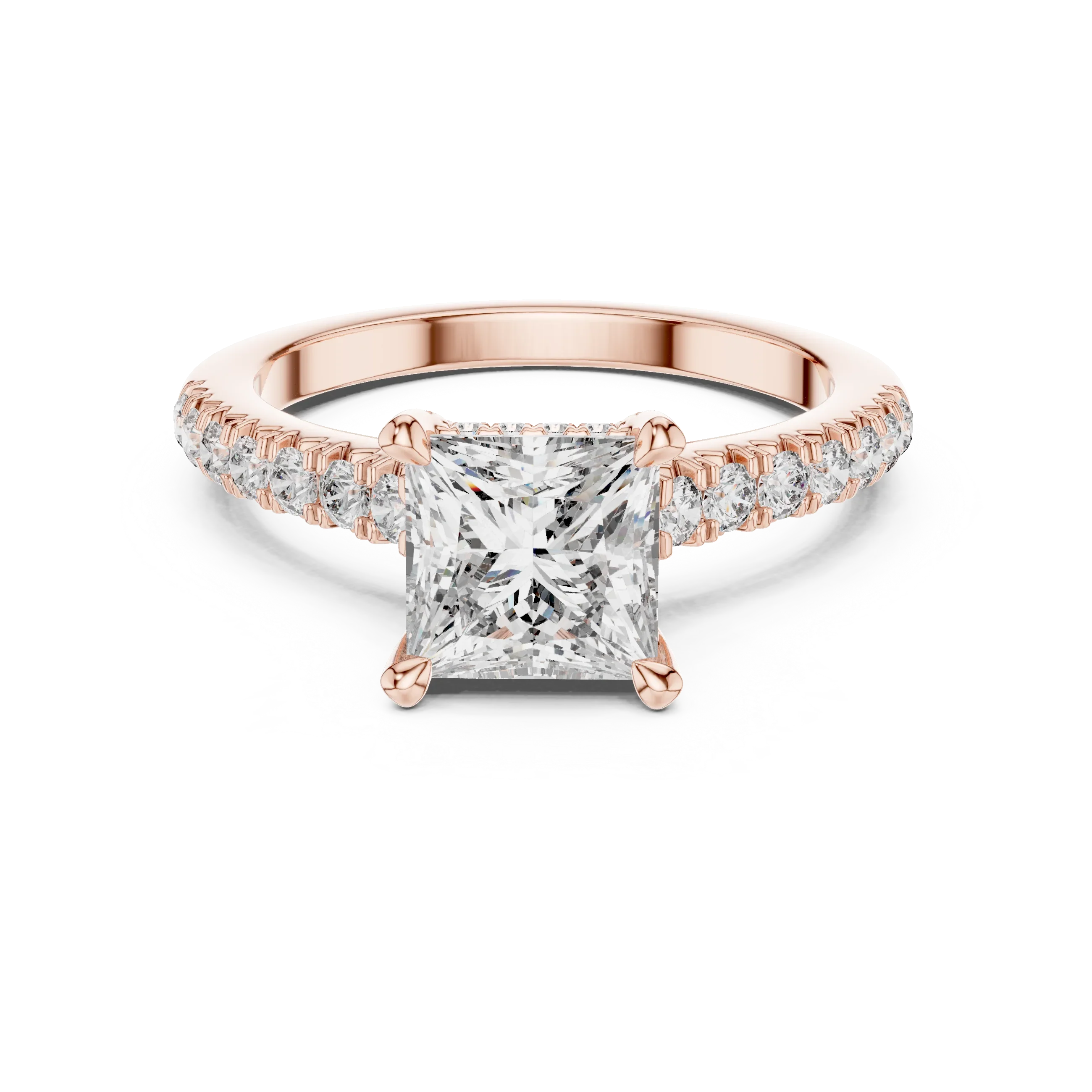 Princess Hidden Halo Diamond Engagement Ring
