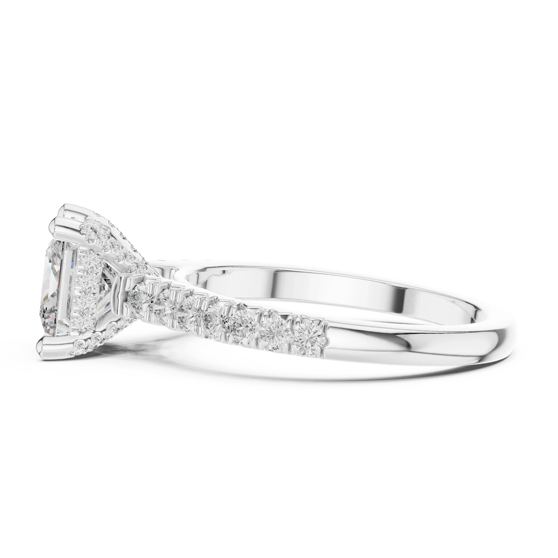 Princess Hidden Halo Diamond Engagement Ring