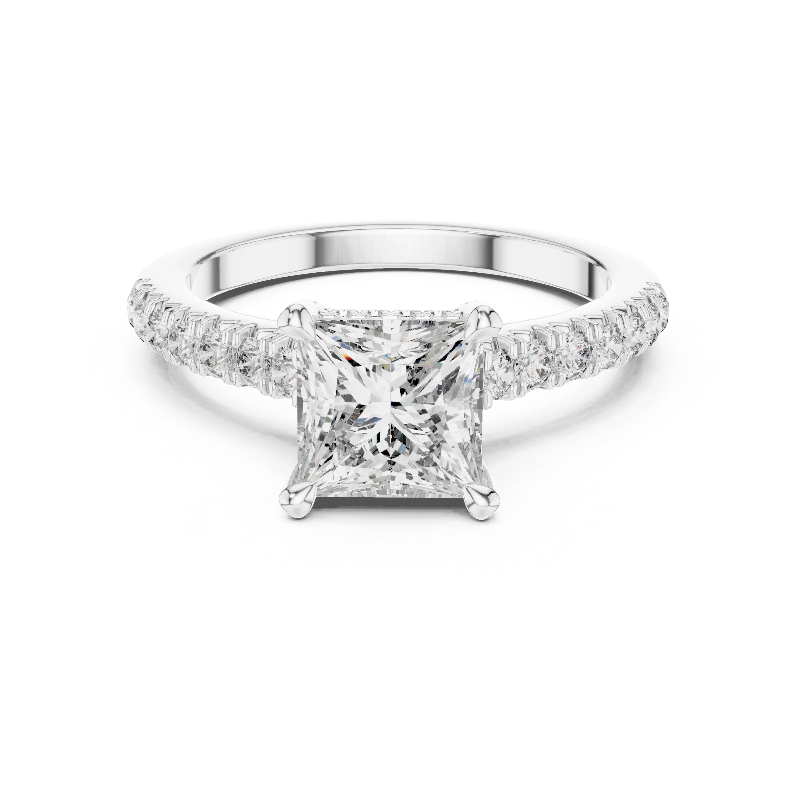 Princess Hidden Halo Diamond Engagement Ring