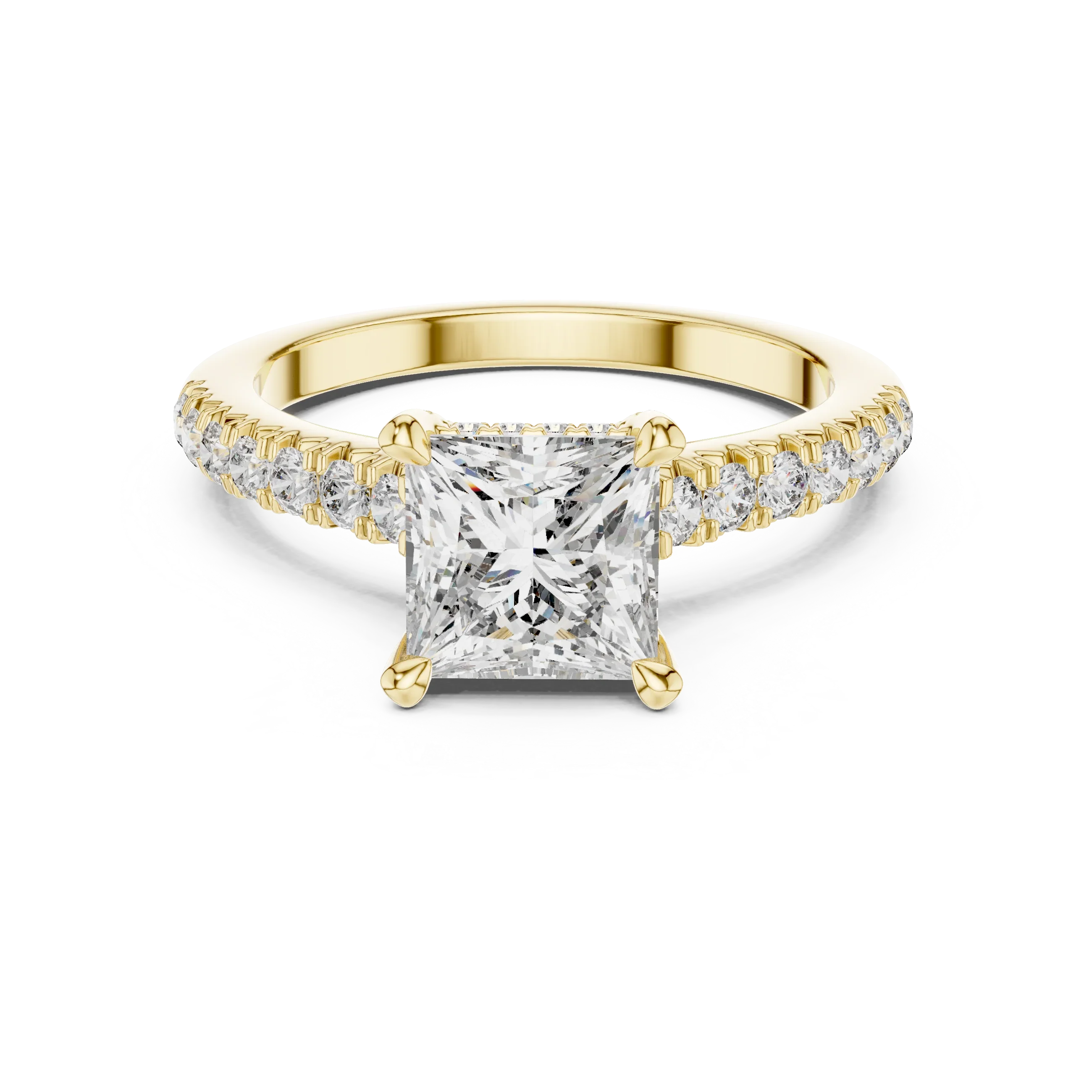 Princess Hidden Halo Diamond Engagement Ring