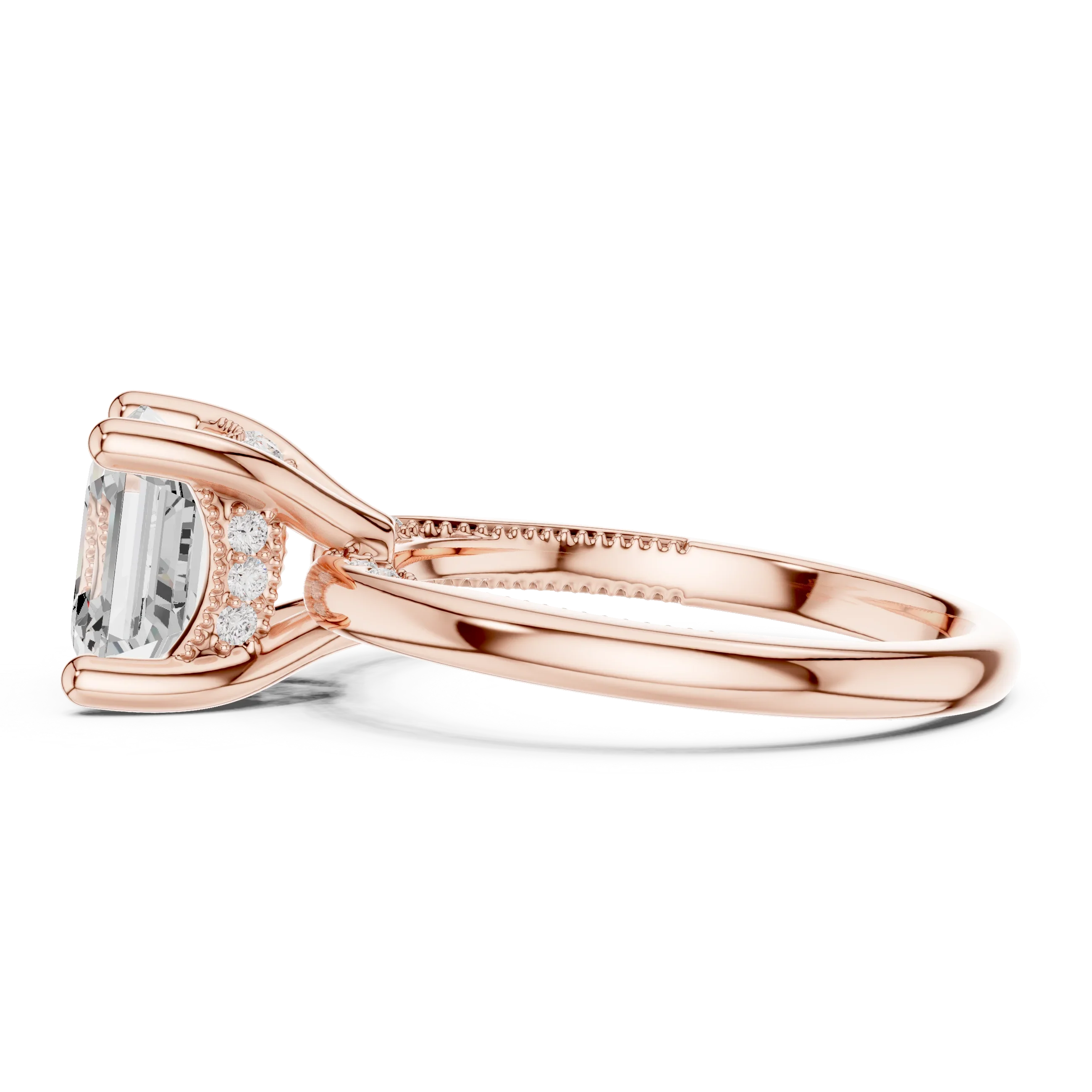 Hidden Halo Asscher Cut Diamond Engagement Ring