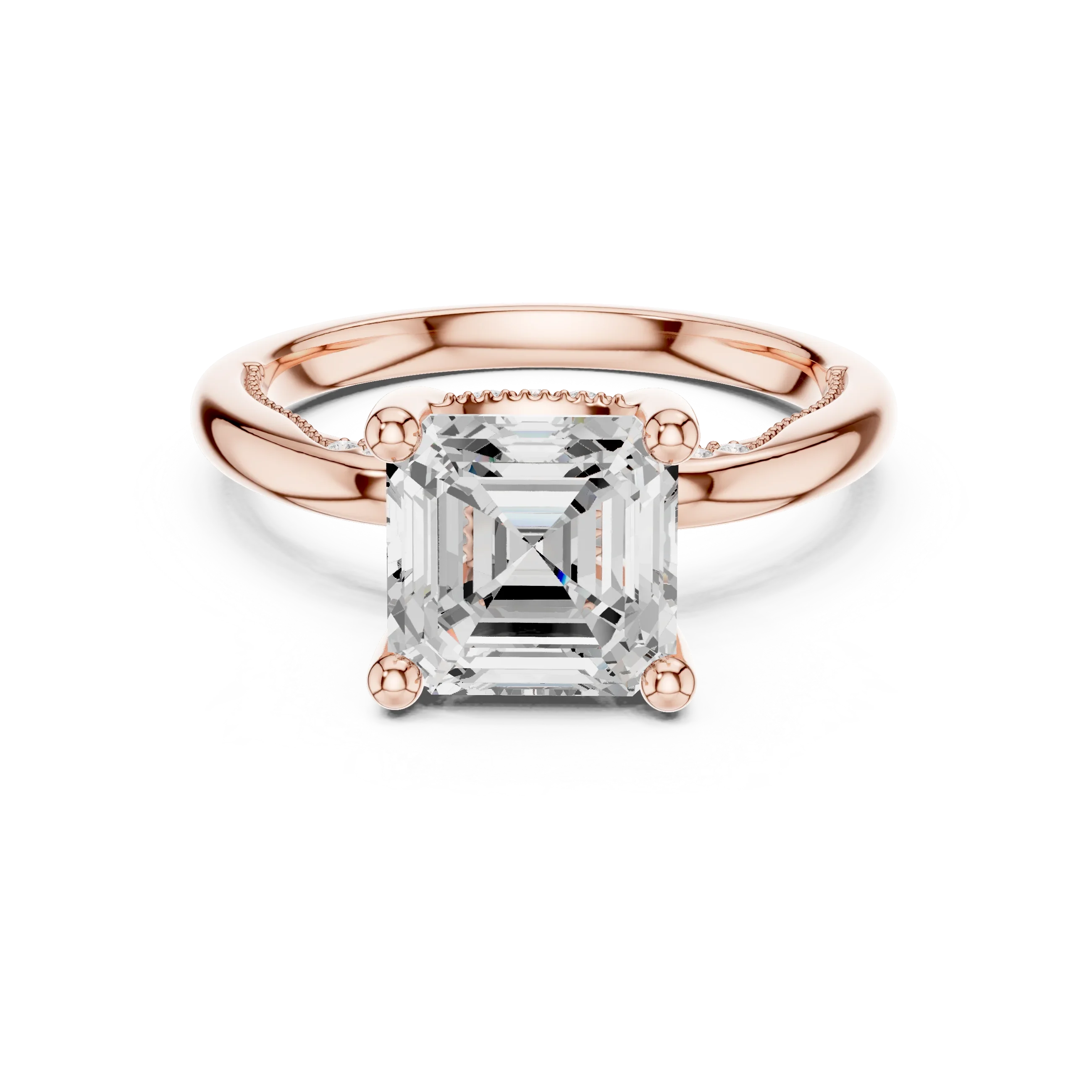 Hidden Halo Asscher Cut Diamond Engagement Ring