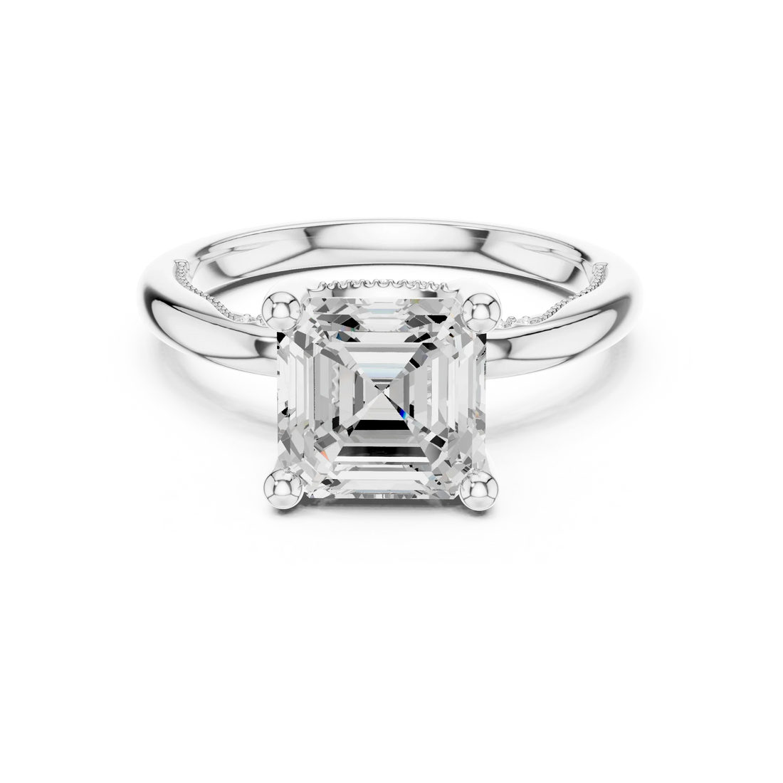 Hidden Halo Asscher Cut Diamond Engagement Ring