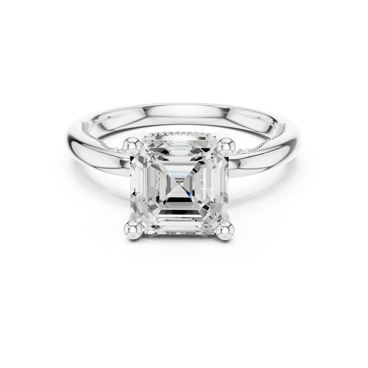 Hidden Halo Asscher Cut Diamond Engagement Ring