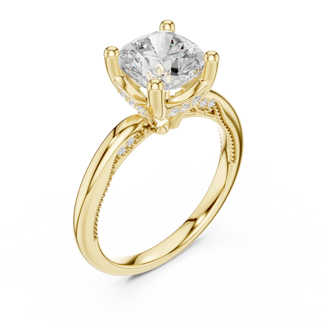Hidden Halo Cushion Cut Diamond Engagement Ring