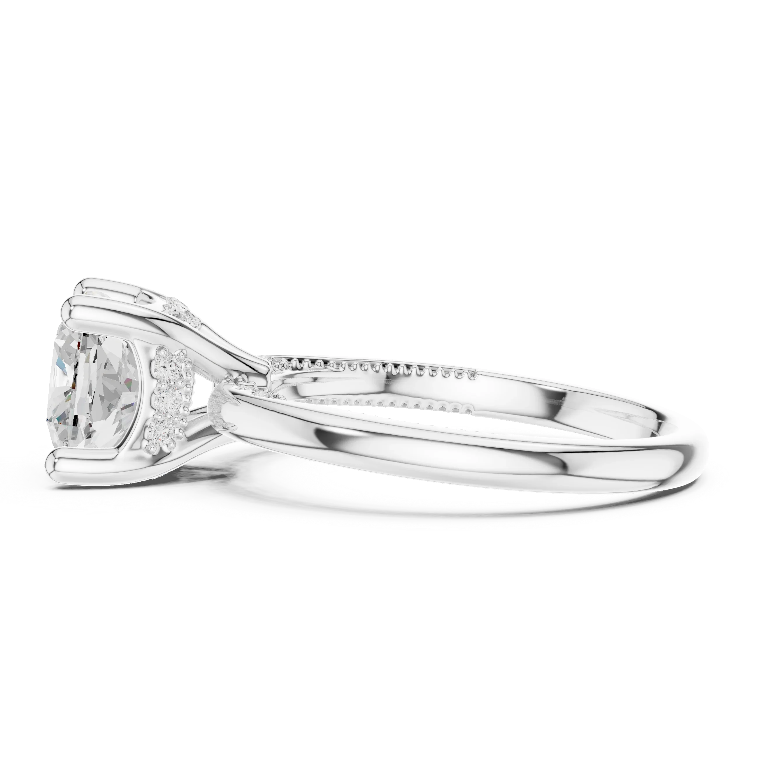 Hidden Halo Cushion Cut Diamond Engagement Ring