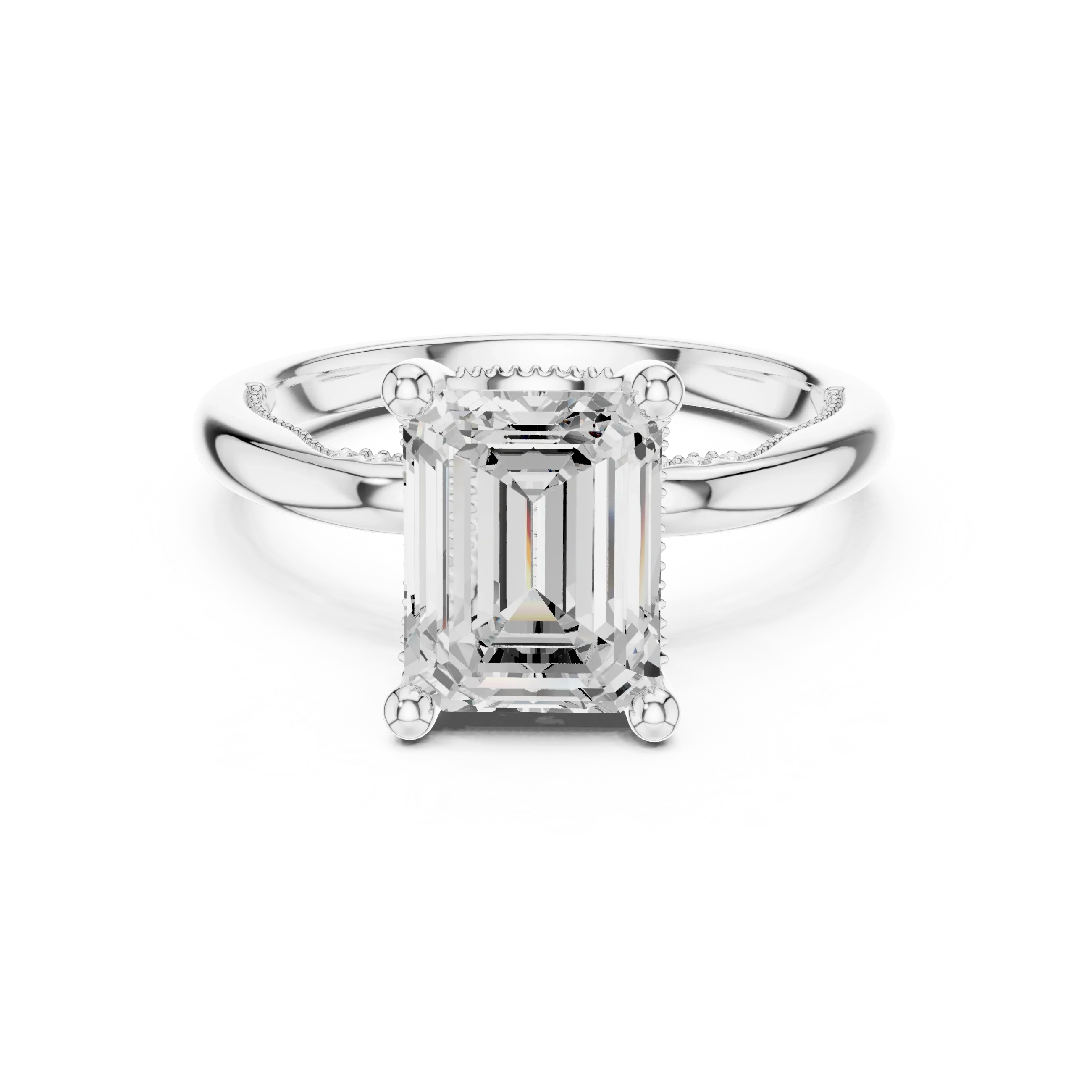 Hidden Halo Emerald Cut Diamond Engagement Ring
