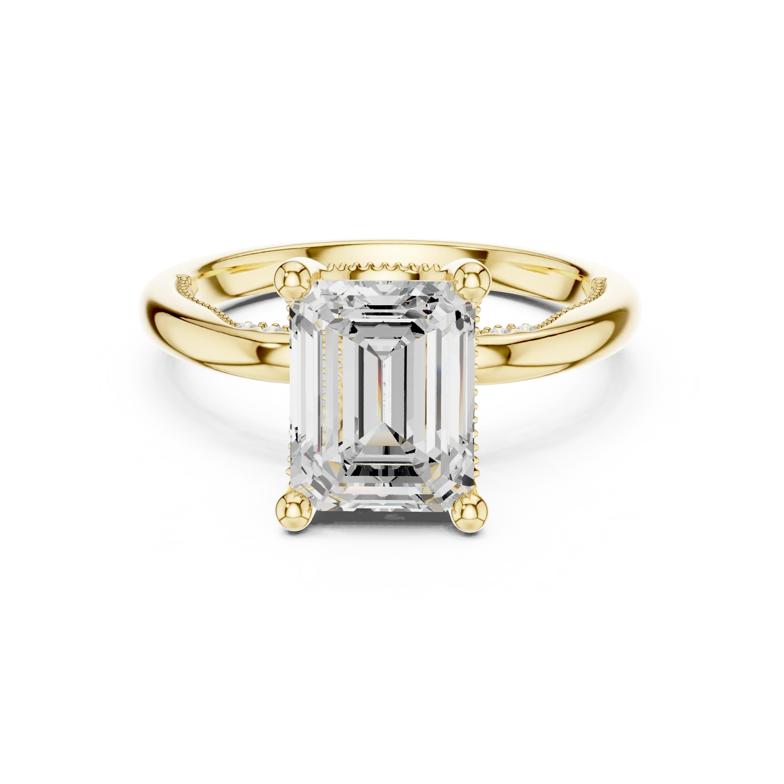 Hidden Halo Emerald Cut Diamond Engagement Ring