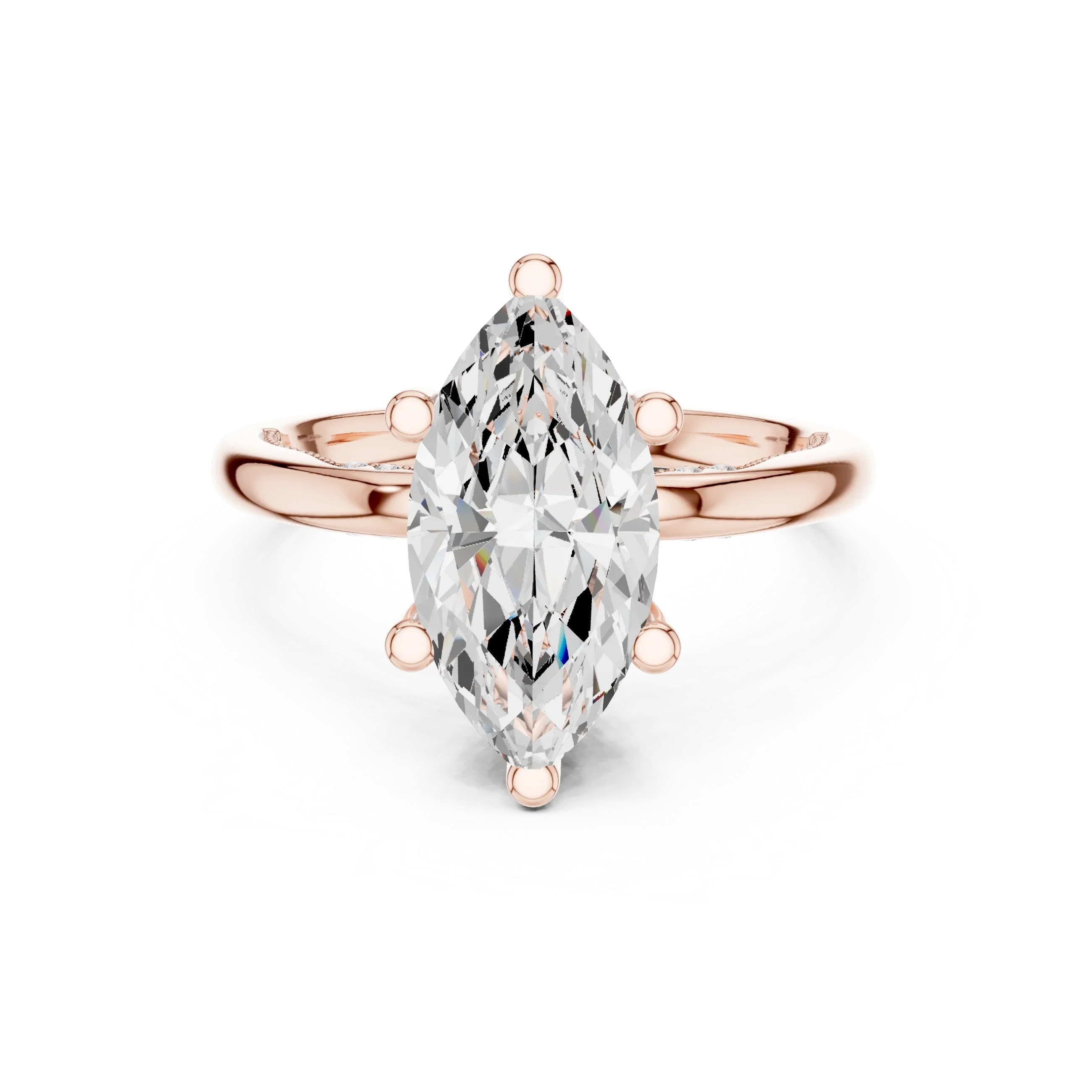 Hidden Halo Marquise Cut Diamond Engagement Ring