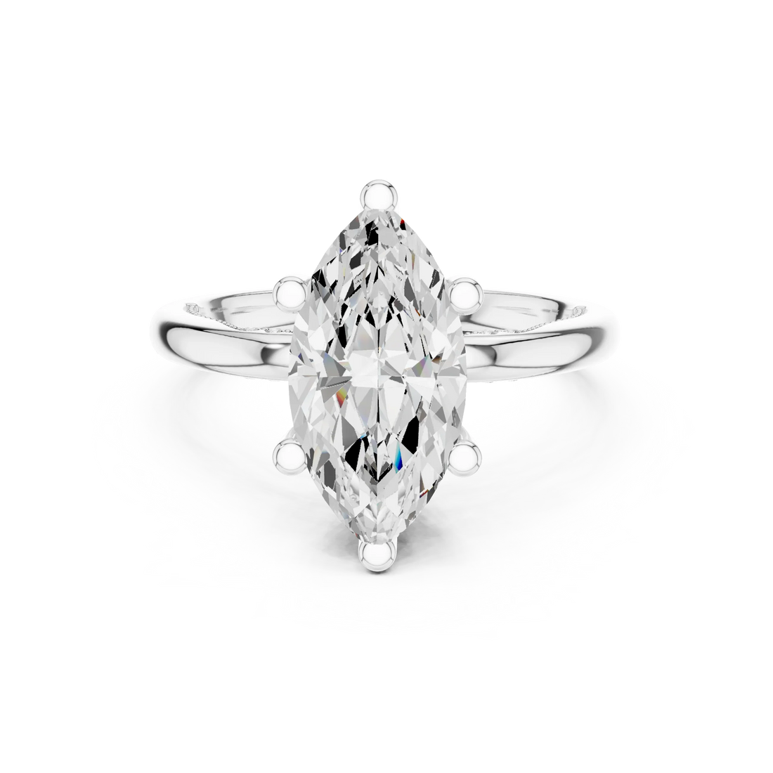 Hidden Halo Marquise Cut Diamond Engagement Ring