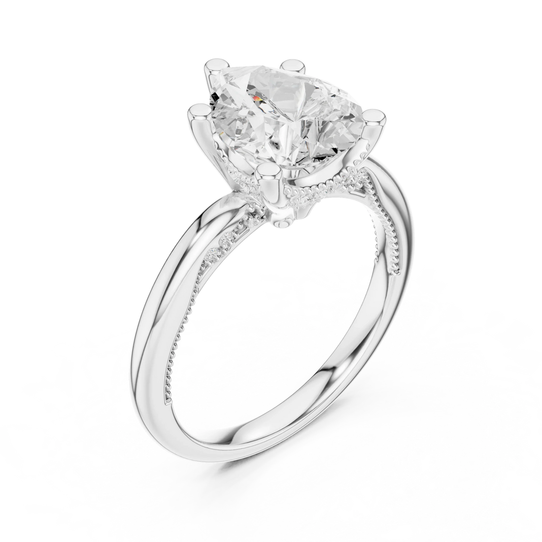 Hidden Halo Pear Cut Diamond Engagement Ring
