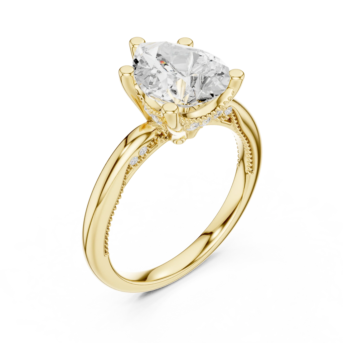 Hidden Halo Pear Cut Diamond Engagement Ring