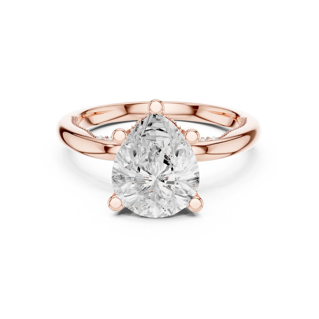 Hidden Halo Pear Cut Diamond Engagement Ring