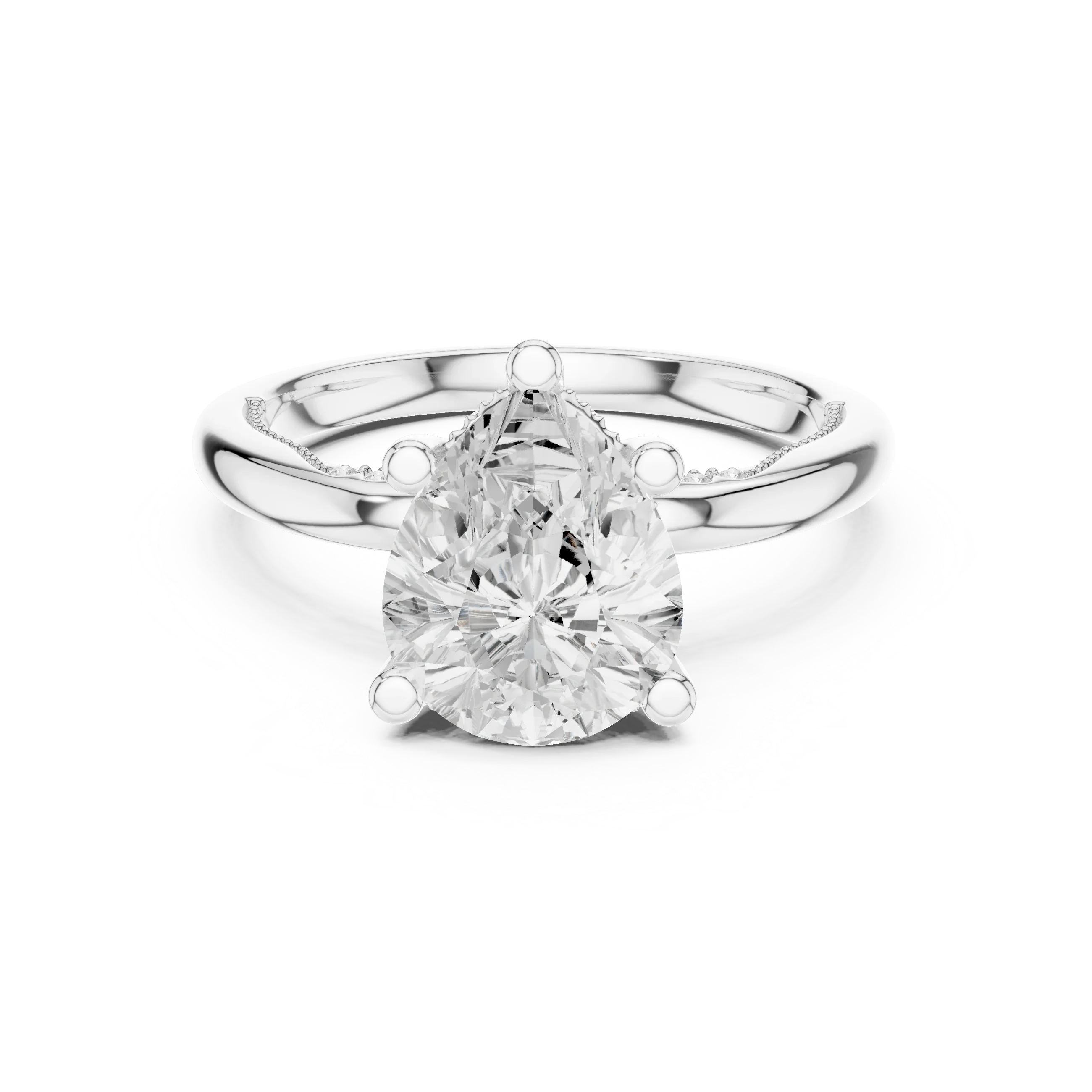 Hidden Halo Pear Cut Diamond Engagement Ring