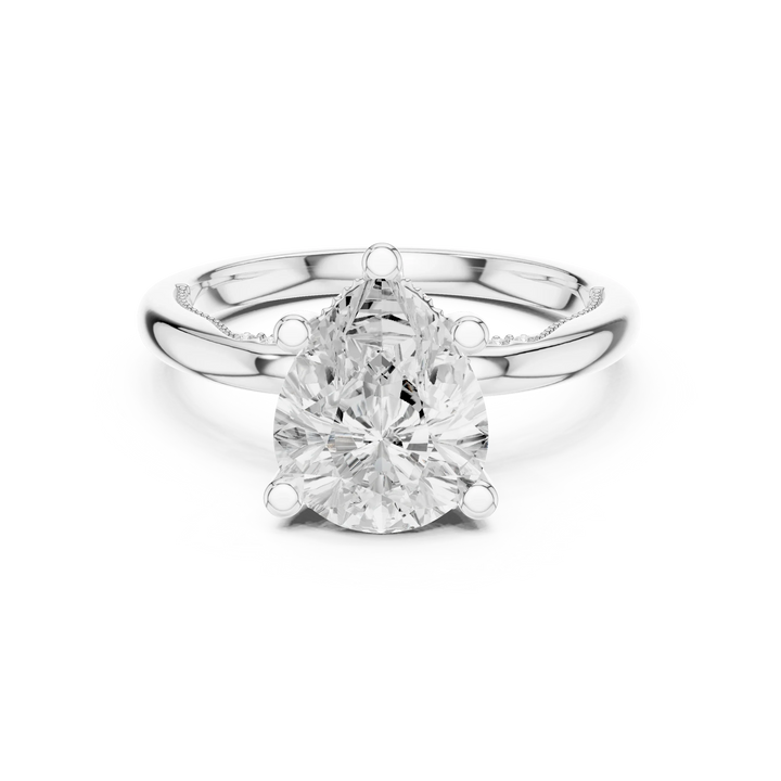 Hidden Halo Pear Cut Diamond Engagement Ring