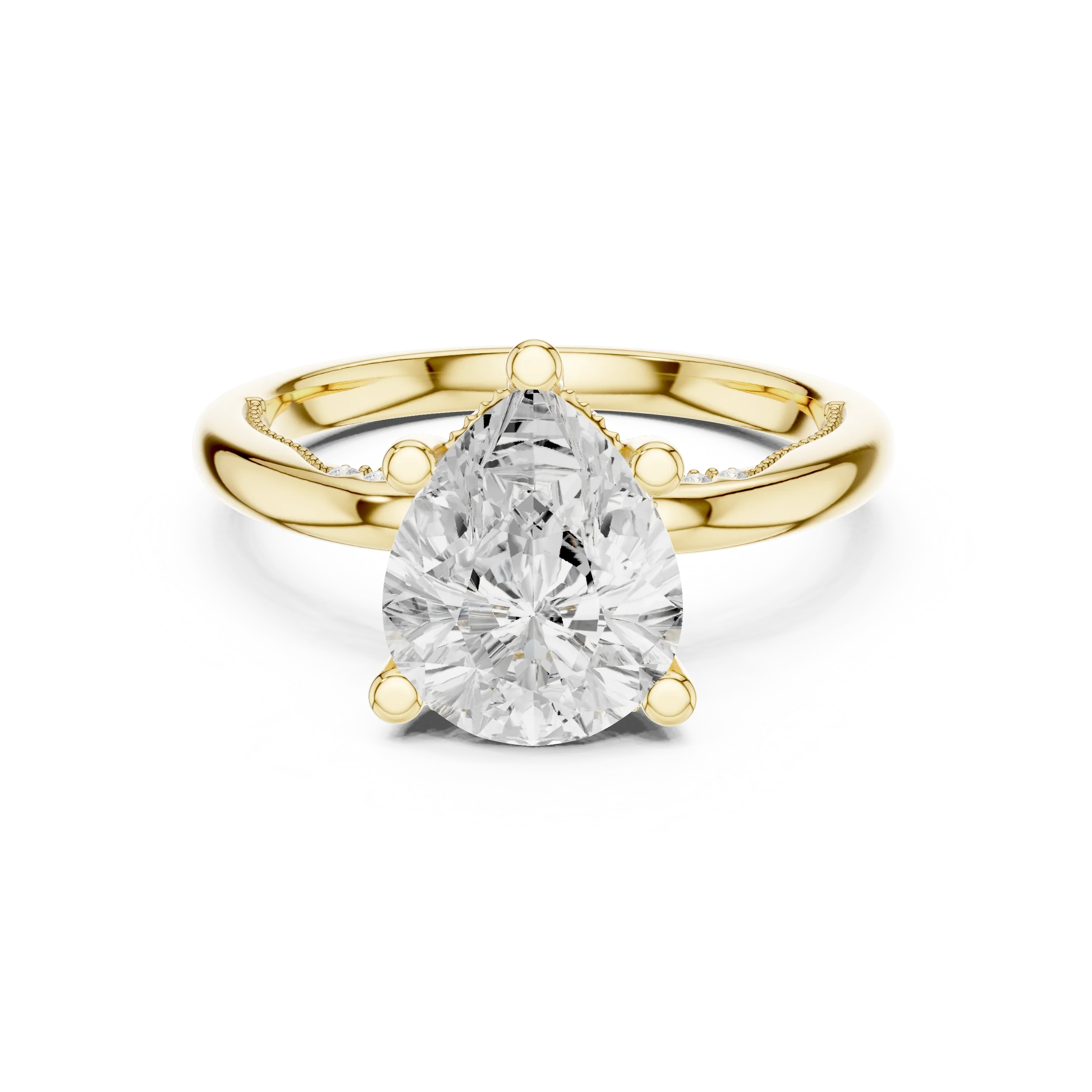Hidden Halo Pear Cut Diamond Engagement Ring