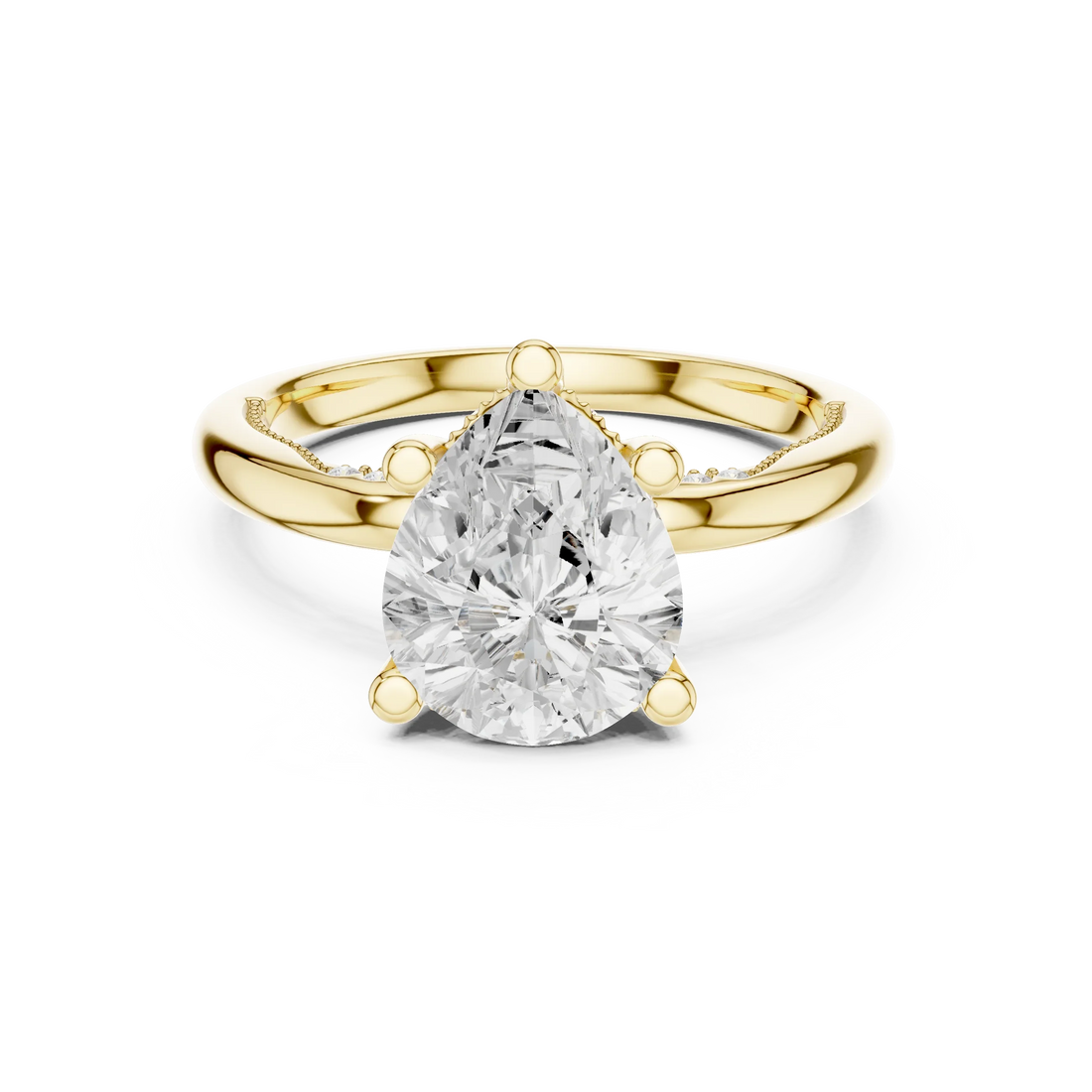 Hidden Halo Pear Cut Diamond Engagement Ring