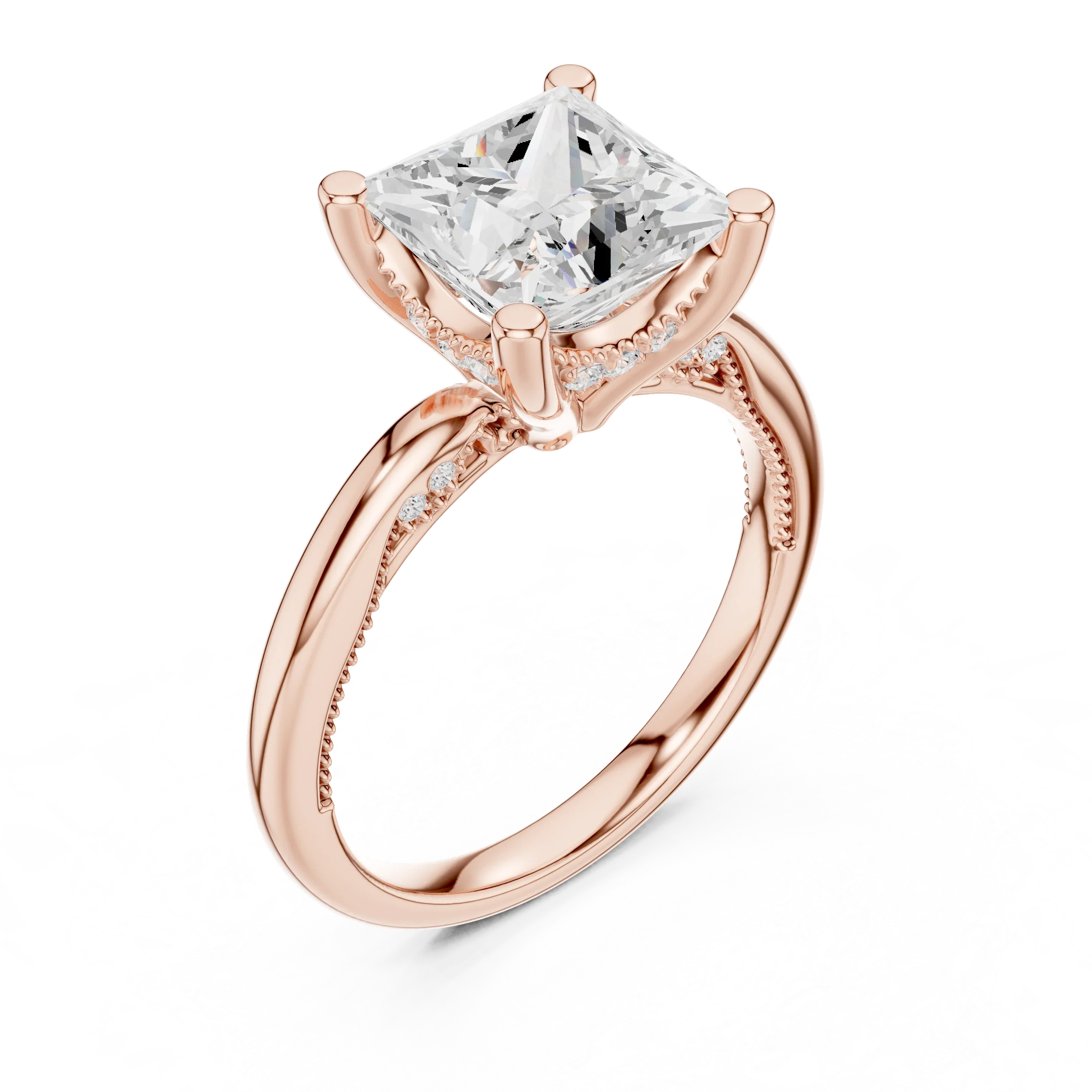 Hidden Halo Princess Cut Diamond Engagement Ring