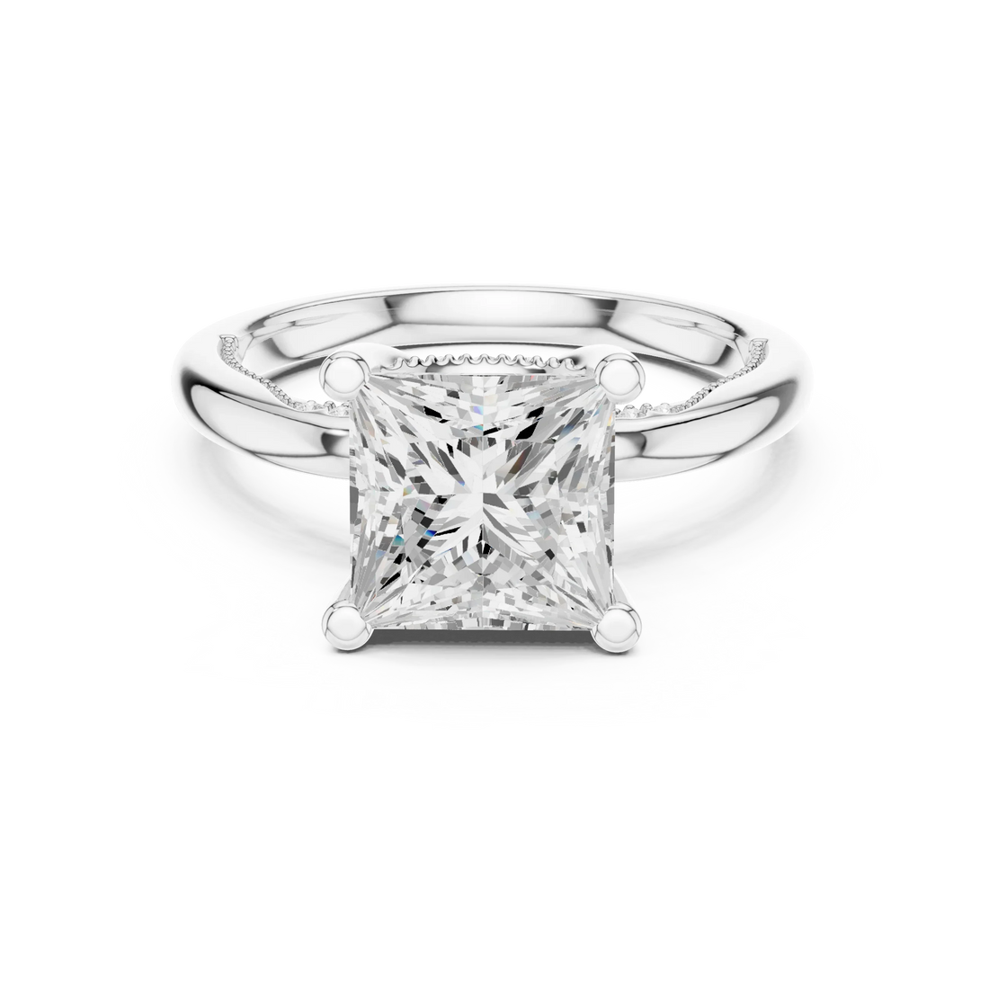 Hidden Halo Princess Cut Diamond Engagement Ring