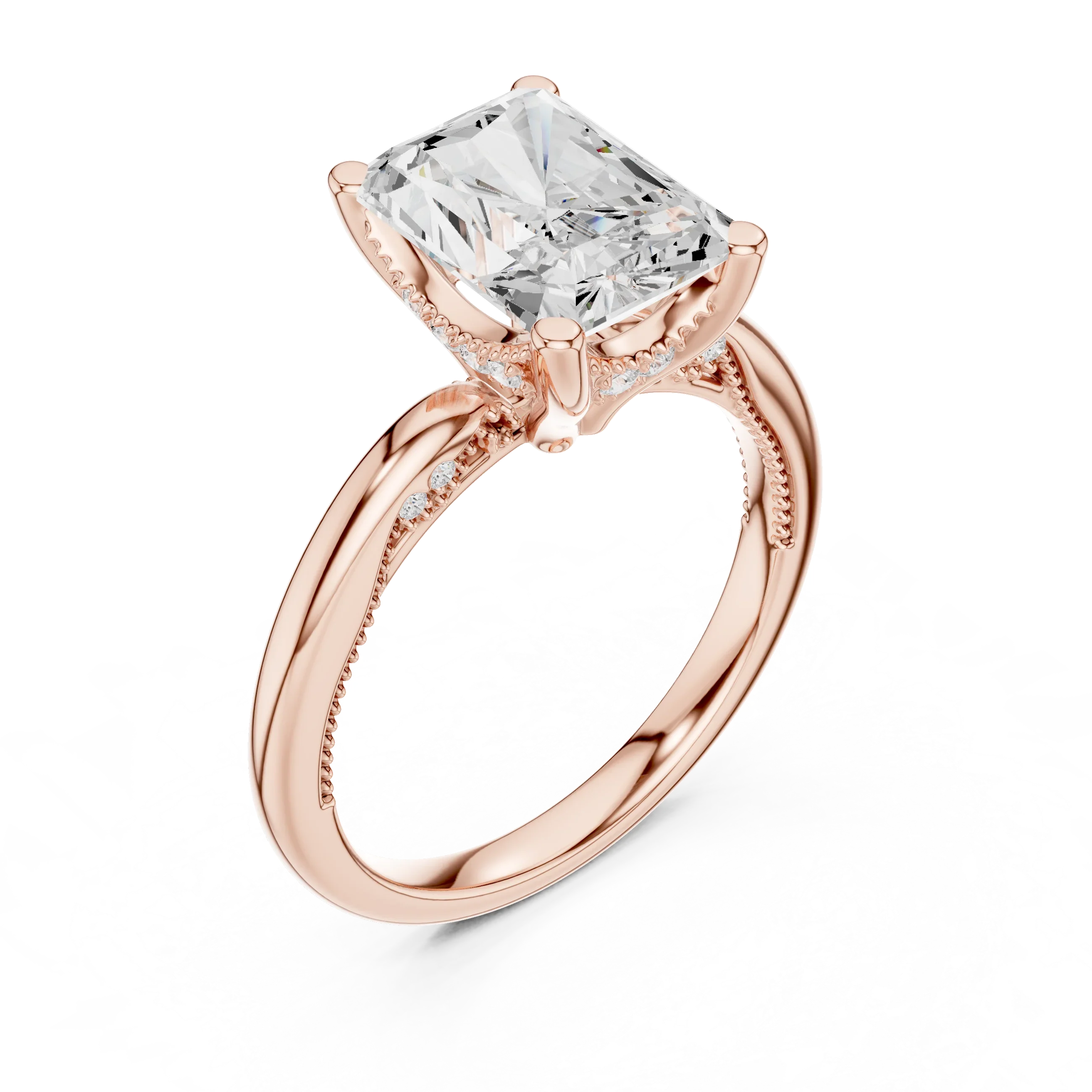 Hidden Halo Radiant Cut Diamond Engagement Ring