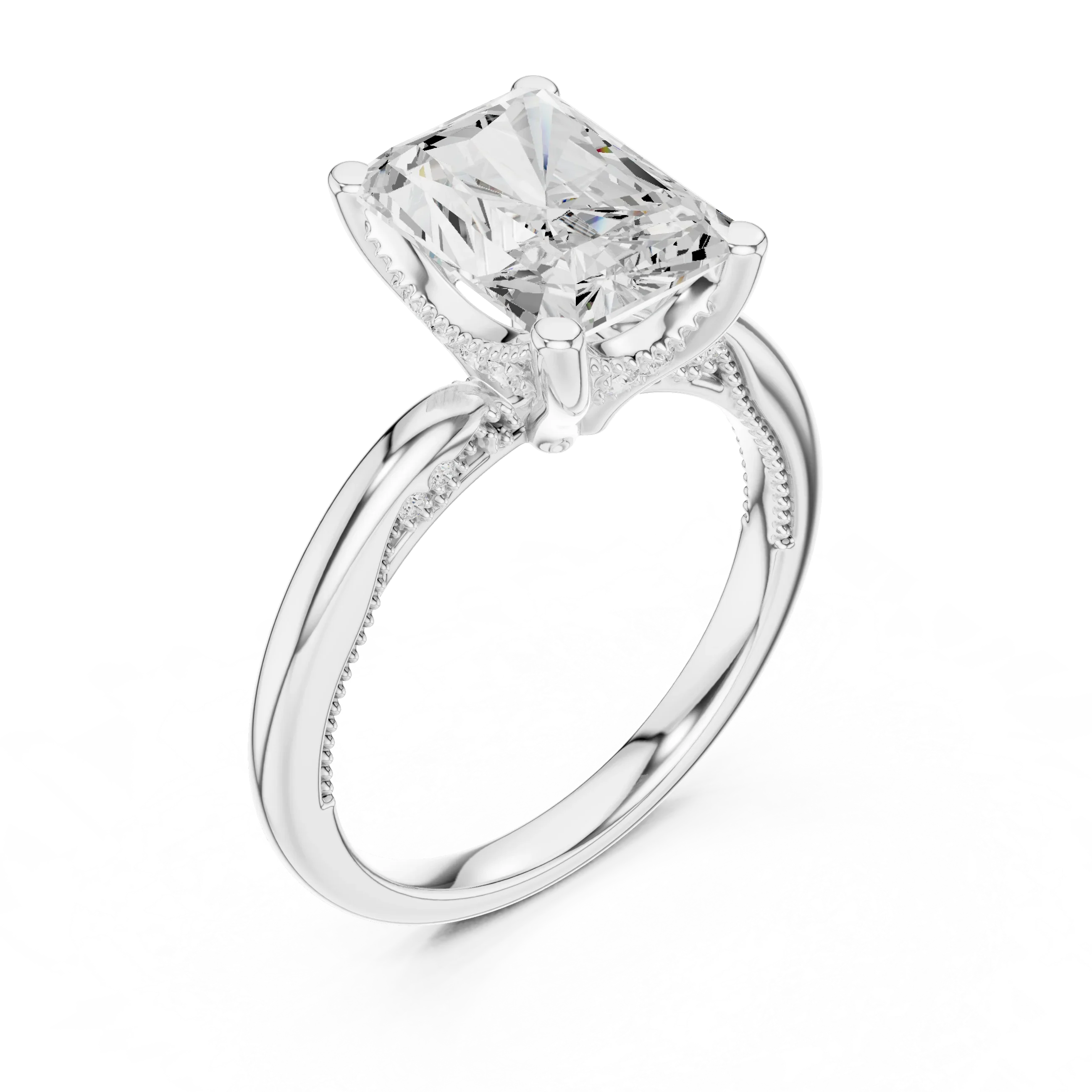 Hidden Halo Radiant Cut Diamond Engagement Ring
