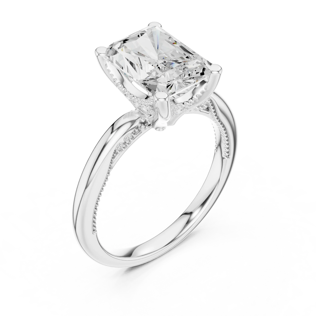 Hidden Halo Radiant Cut Diamond Engagement Ring