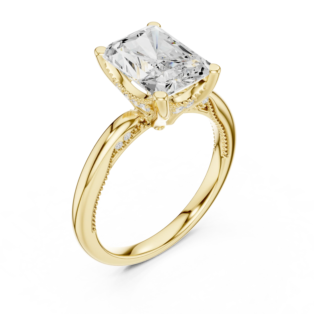 Hidden Halo Radiant Cut Diamond Engagement Ring