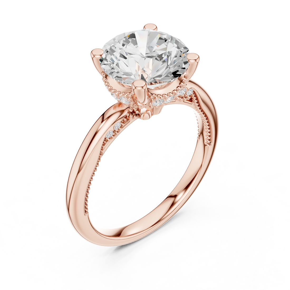 Hidden Halo Round Cut Diamond Engagement Ring