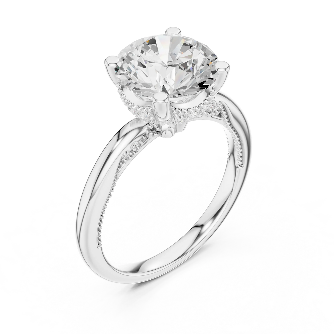 Hidden Halo Round Cut Diamond Engagement Ring